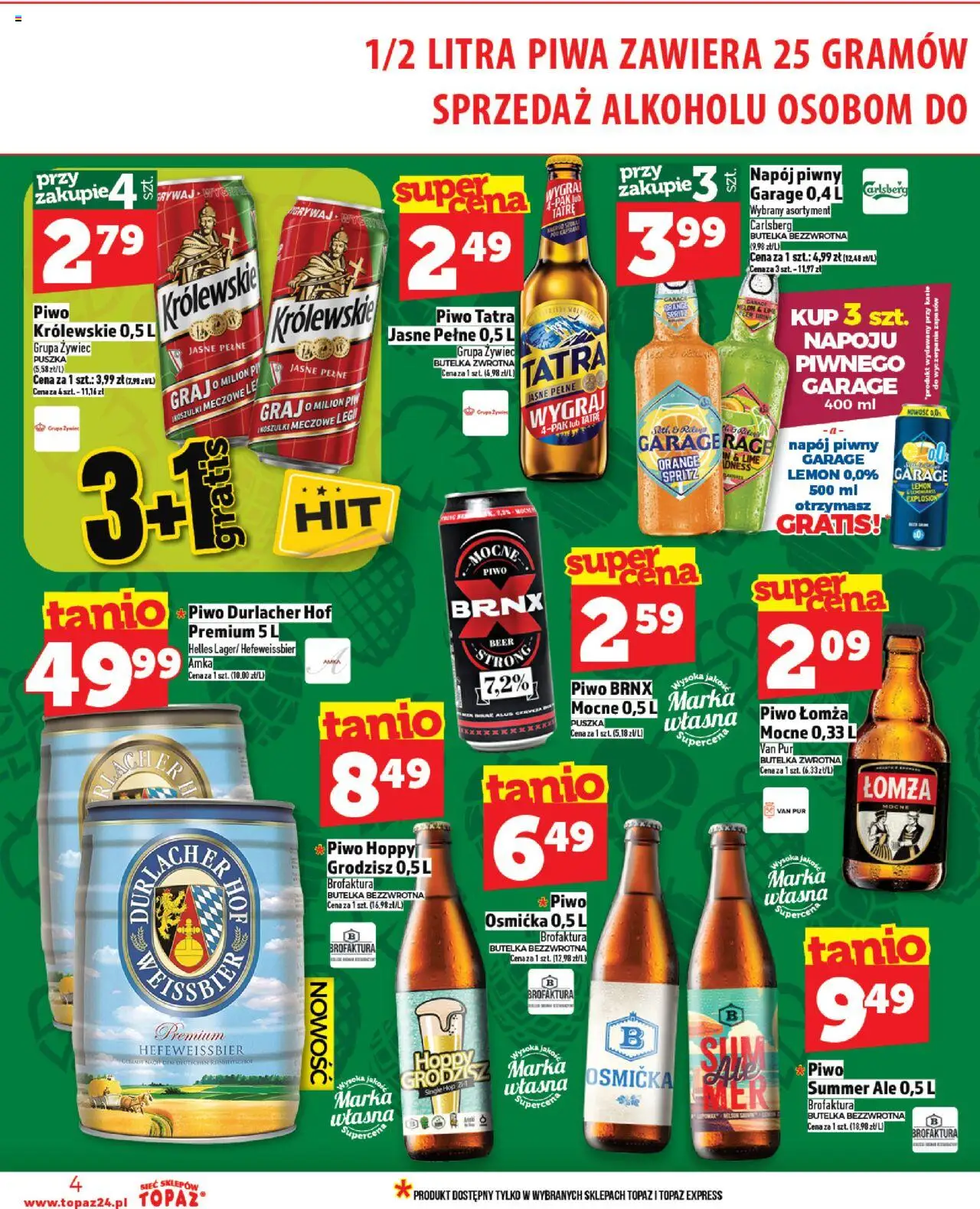 Topaz Gazetka MAZ od 07.08.2025 | Strona: 4 | Produkty: Piwo