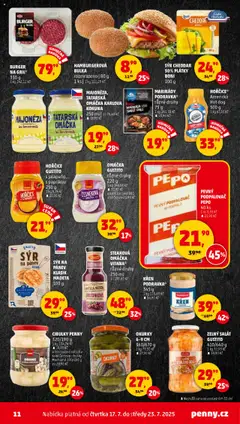 Penny Market leták - Čtvrtečník od 17.07.2025 | Strana: 11 | Produkty: Burger, Sýr, Okurky, Gril