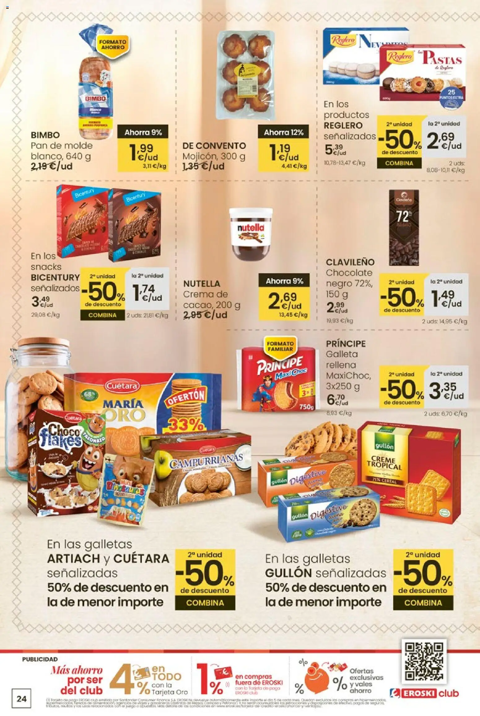 Eroski - Entroido do aforro │ válido desde el 29.01.2026 | Página: 24 | Productos: Pan, Crema, Galletas, Pan de molde