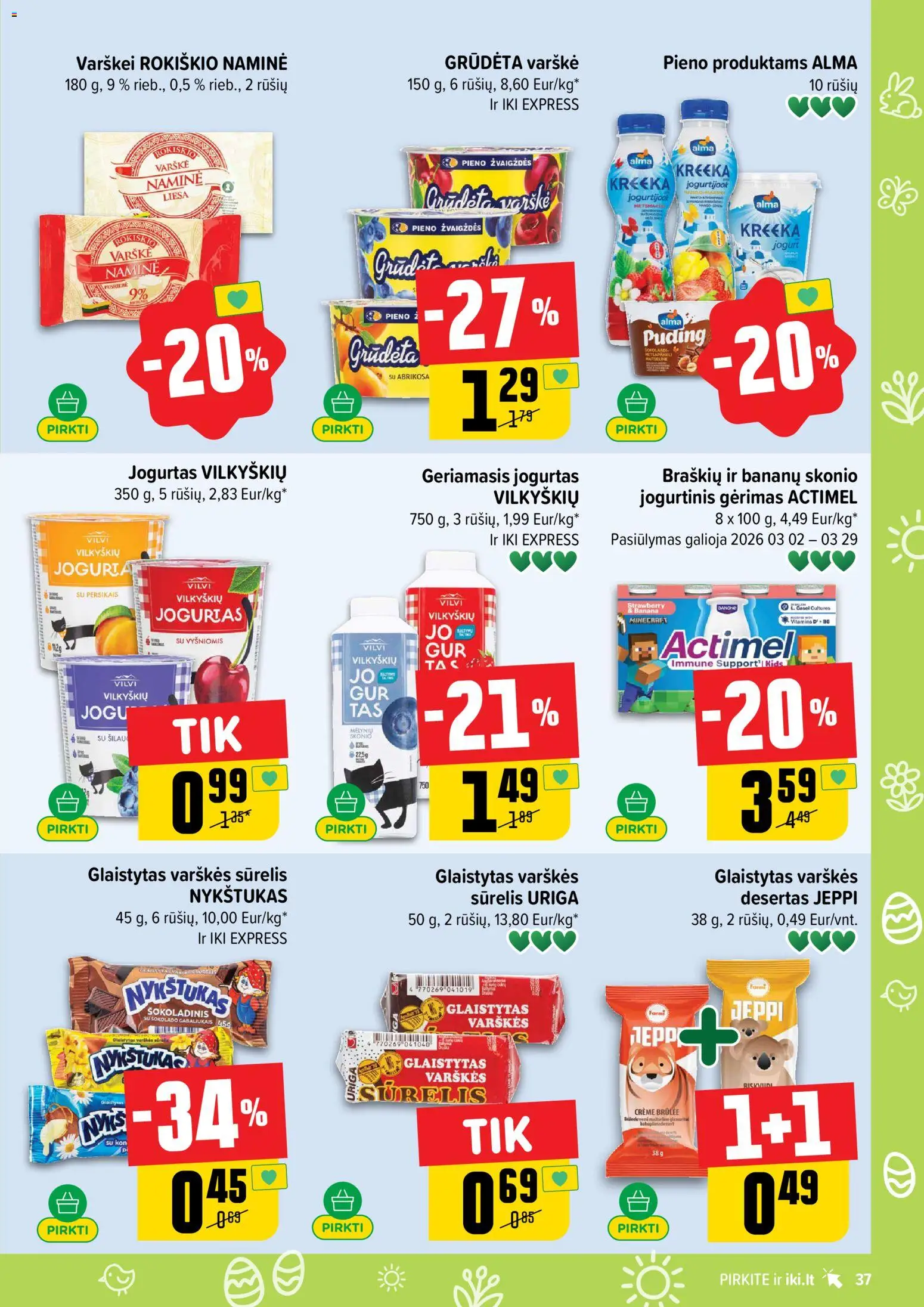 IKI akcijos nuo 16.03.2026 | Puslapis: 37 | Prekių: Sūrelis, Jogurtas, Varškė