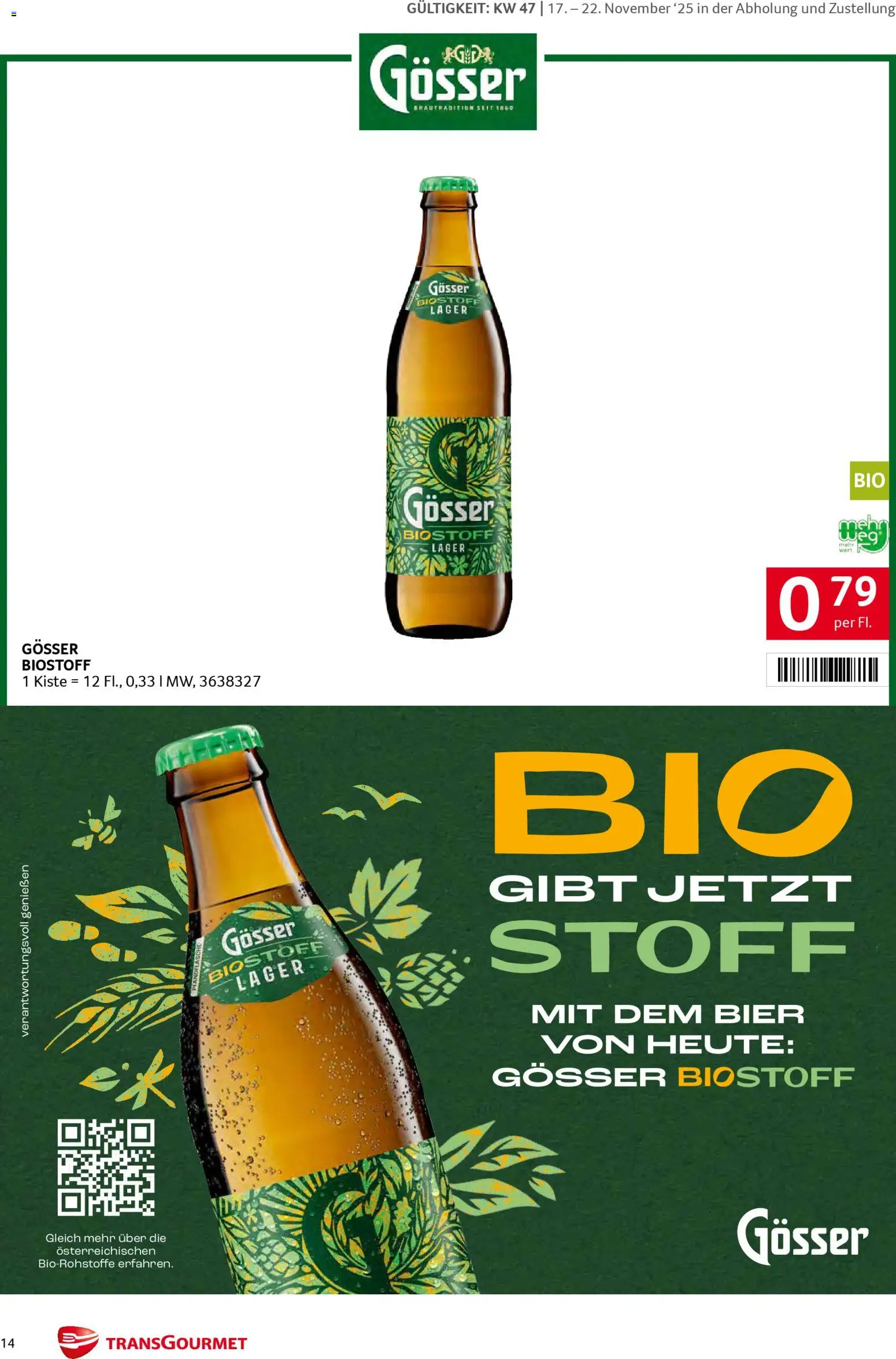 Transgourmet Markenfestwoche gültig ab 17.11.2025 | Seite: 14 | Produkte: Bier