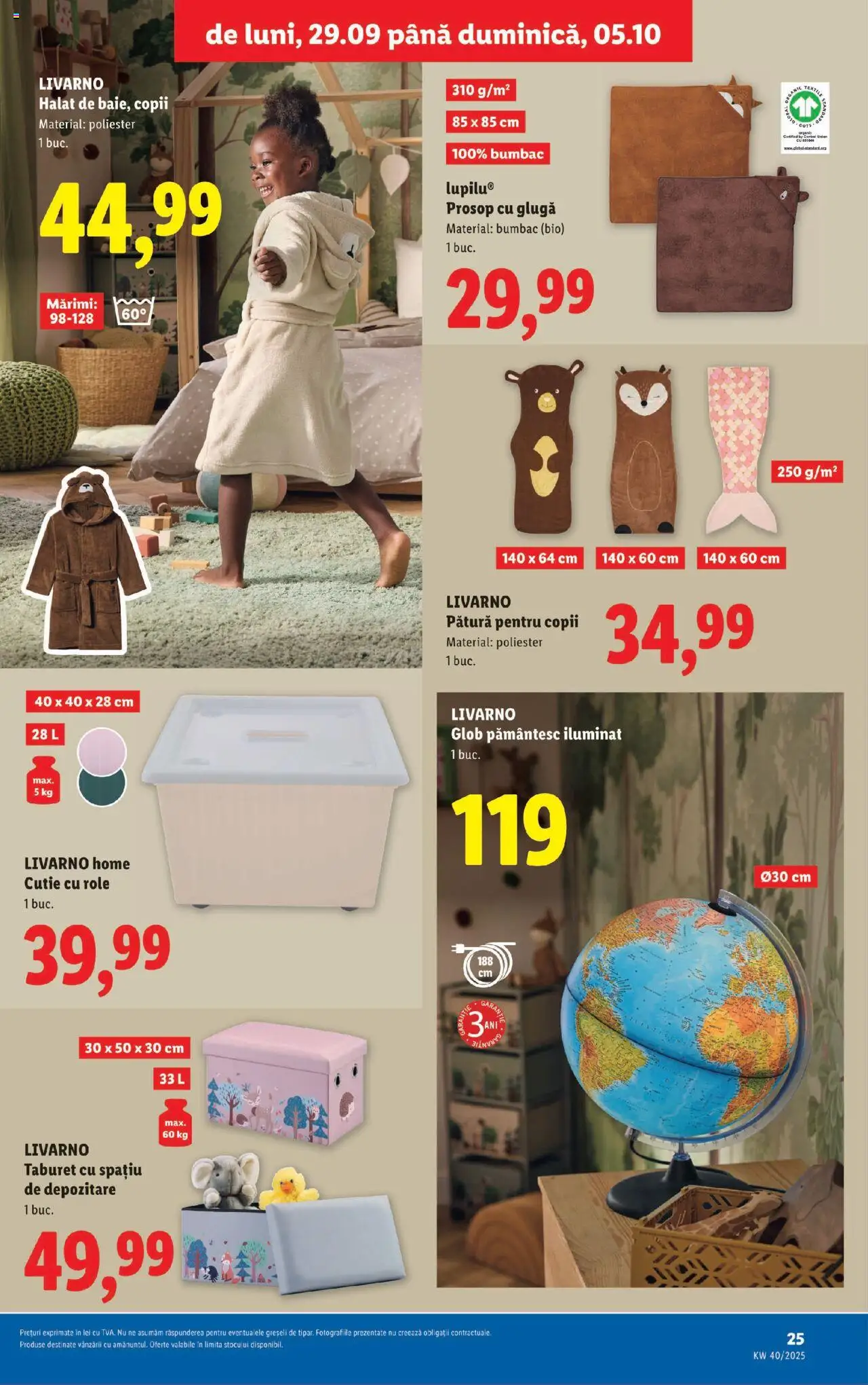 Noul catalog Lidl – valabil de la 29.09.2025 | Pagină: 25 | Produse: Şerit ödül, Pătură, Role, Taburet