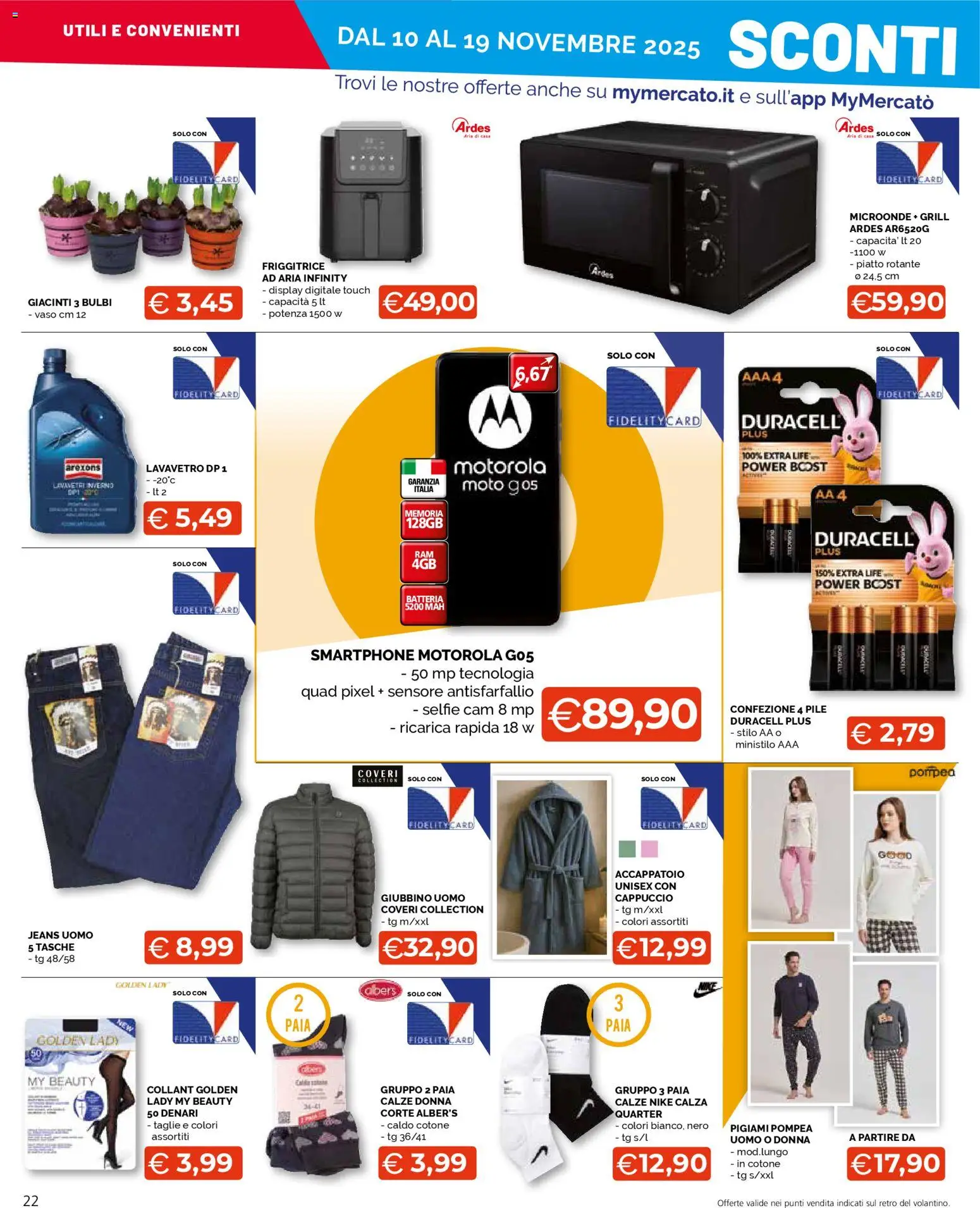 Volantino Mercatò del 10.11.2025 | Pagina: 22 | Prodotti: Microonde, Jeans, Collant, Cappuccio