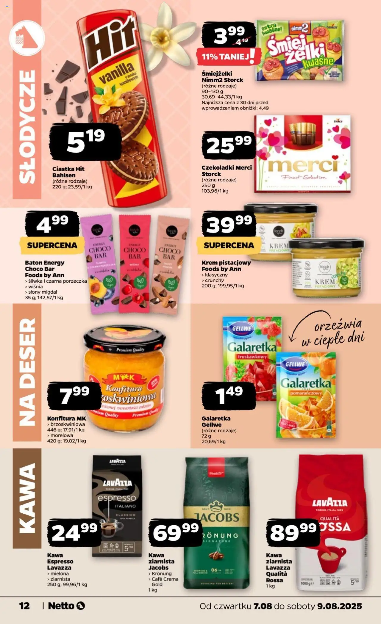 Netto gazetka - Spożywcza od 07.08.2025 | Strona: 12 | Produkty: Lavazza, Porzeczka, Kawa, Krem
