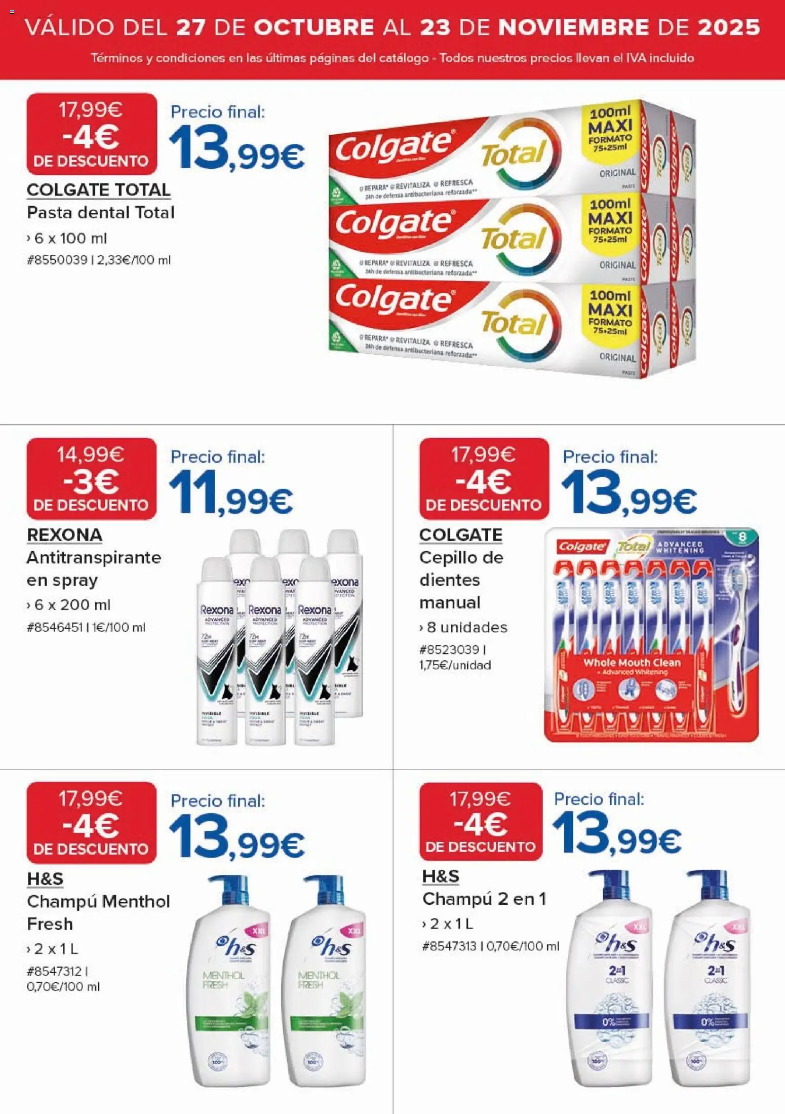 Costco catálogo │ válido desde el 27.10.2025 | Página: 10 | Productos: Cepillo, Champú, Pasta dental, Pasta