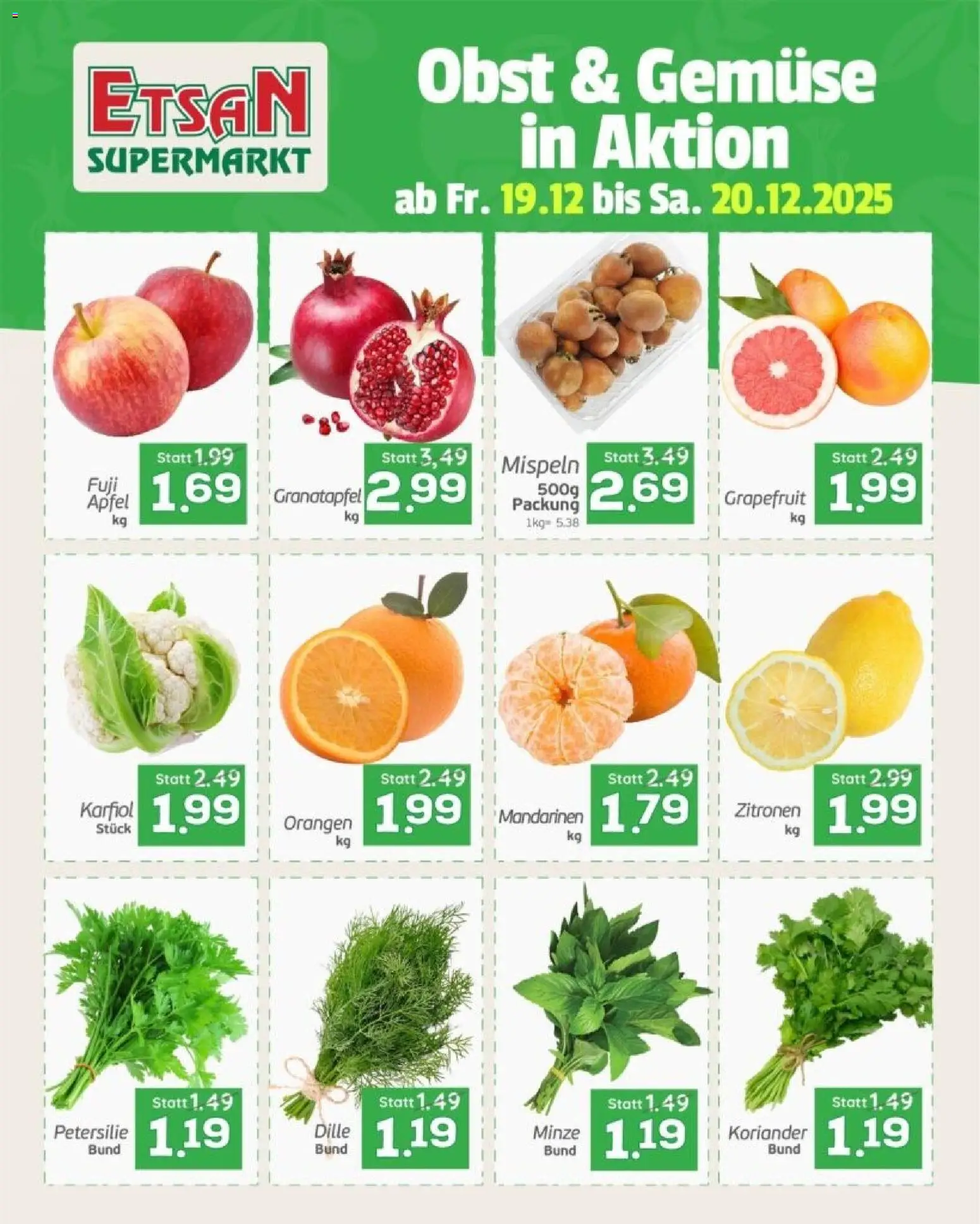 ETSAN Obst und Gemüse gültig ab 19.12.2025 | Seite: 2 | Produkte: Mandarinen, Grapefruit, Petersilie, Äpfel