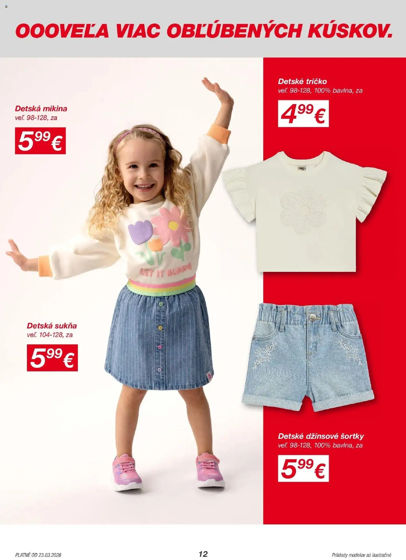 Nové Kik akcie – leták je platný od 19.03.2026 | Strana: 12 | Produkty: Tričko, Mikina