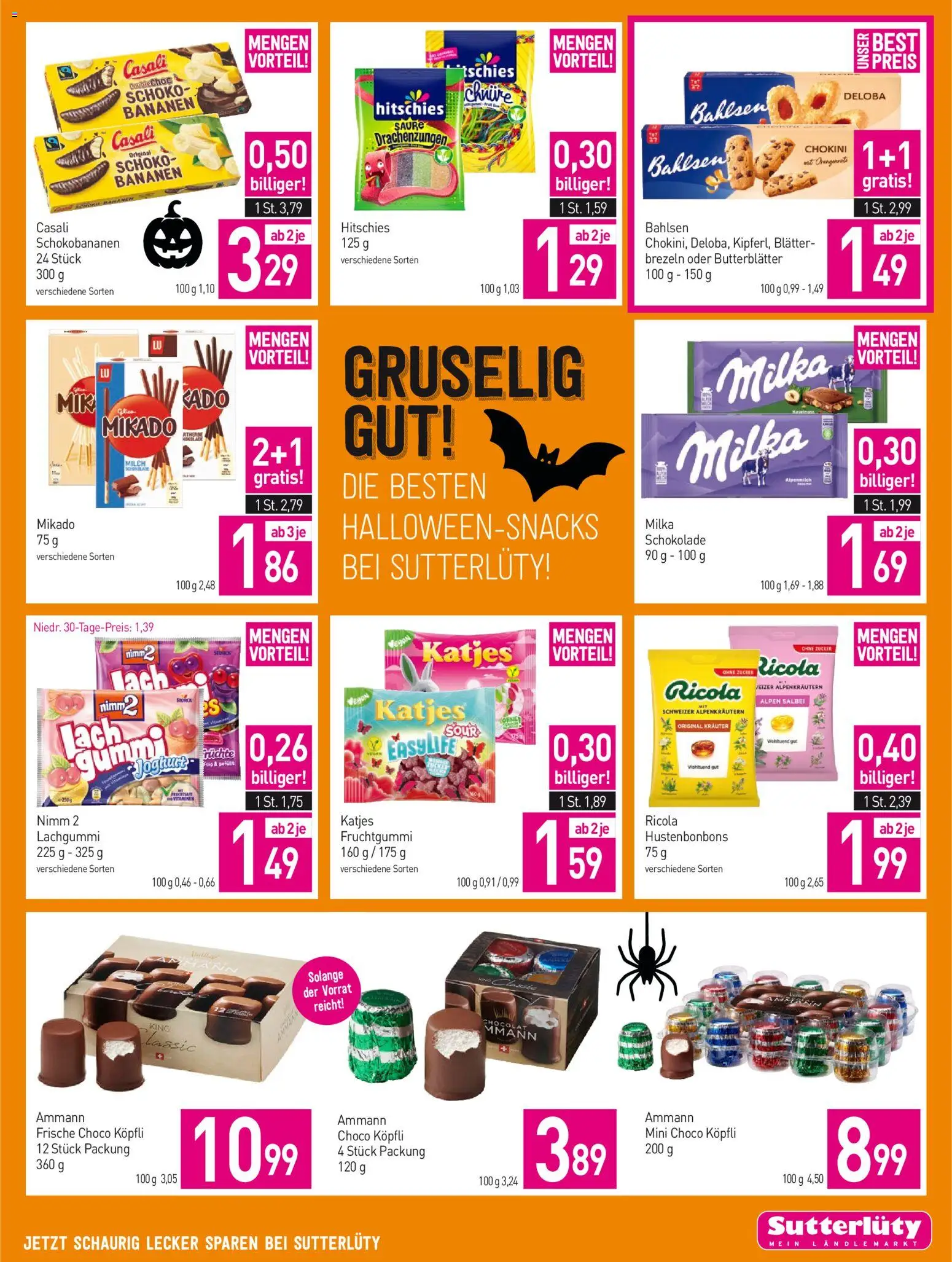 Sutterlüty Flugblatt gültig ab 22.10.2025 | Seite: 19 | Produkte: Zucker, Joghurt, Schokolade, Bananen
