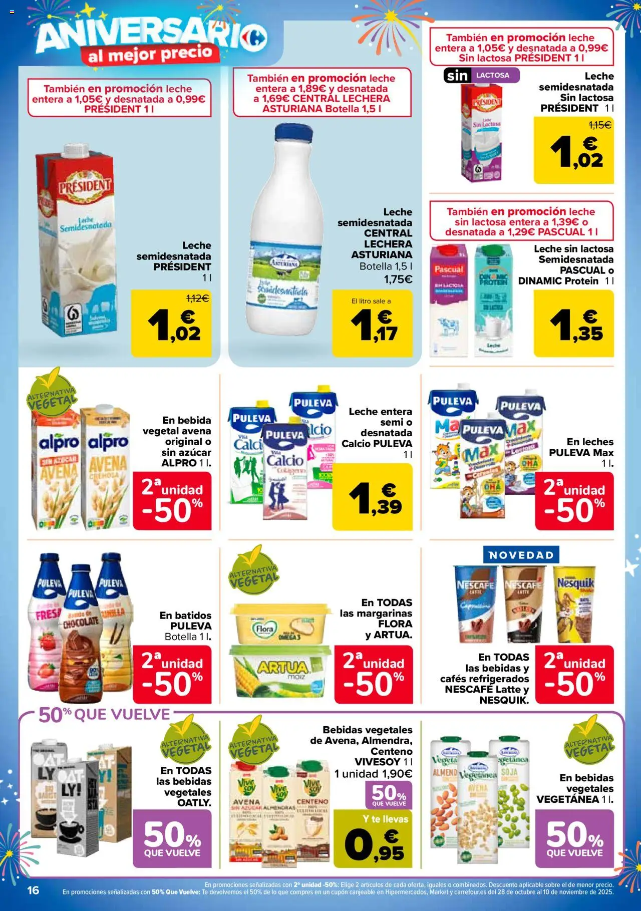 Carrefour folleto │ válido desde el 14.10.2025 | Página: 16 | Productos: Leche entera, Leche, Chocolate, Té