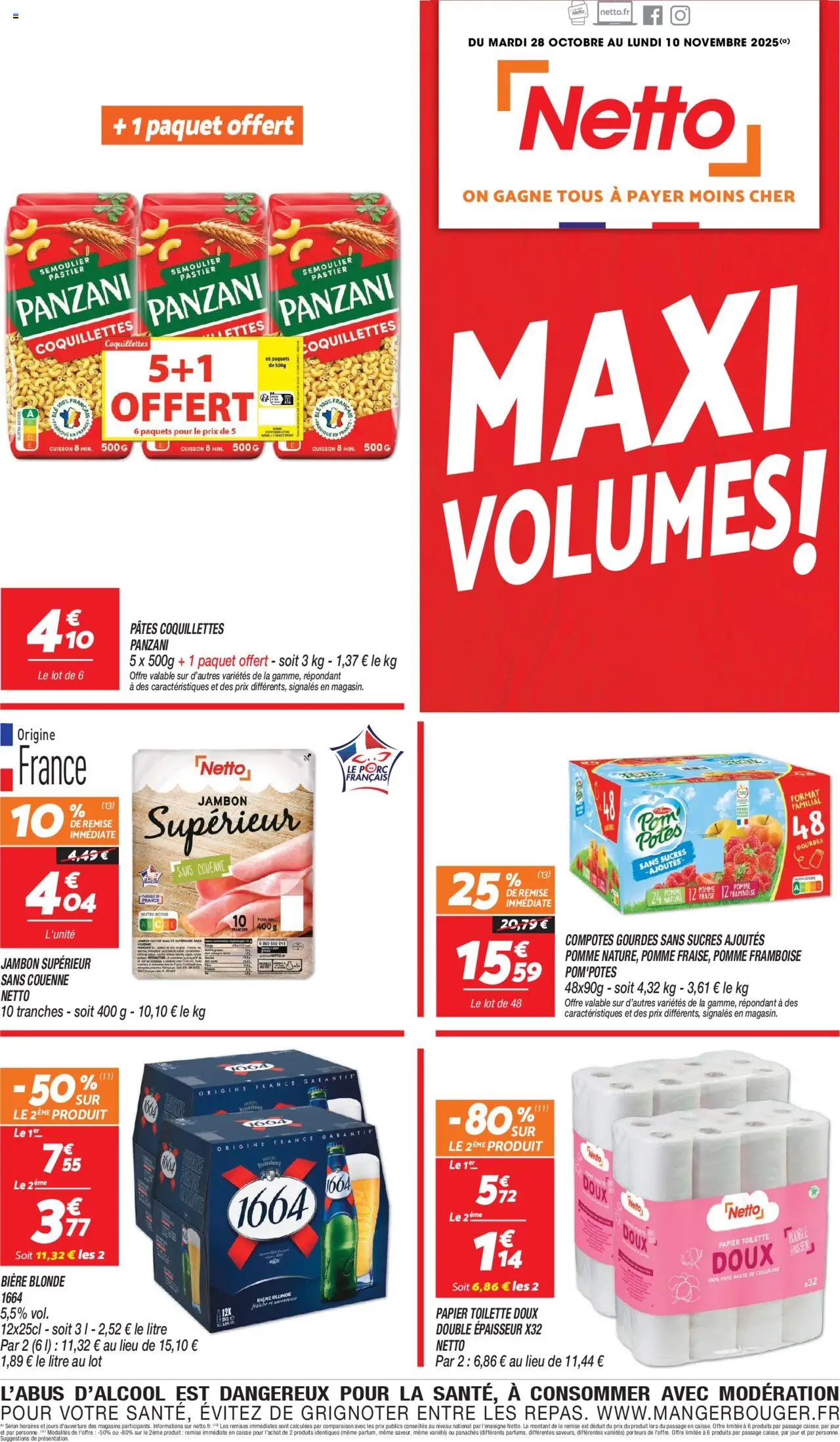 {H1} | Page: 1 | Produits: Pomme, Pom'potes, Bière, Pâtes