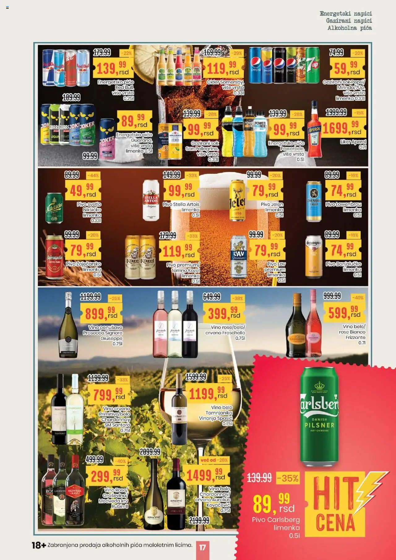 Aroma Market katalog - važi od 21.08.2025 | Strana: 17 | Proizvode: Guarana, Sok, Vino, Carlsberg