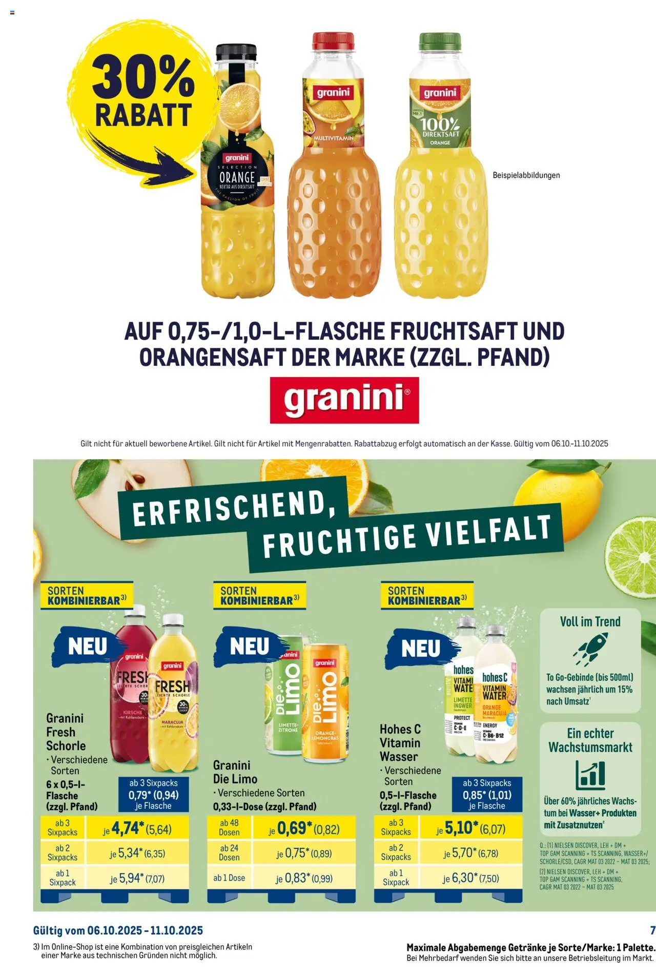Metro Starke Marken – gültig ab 06.10.2025 | Seite: 7 | Produkte: Top, Zitrone, Granini, Fruchtsaft