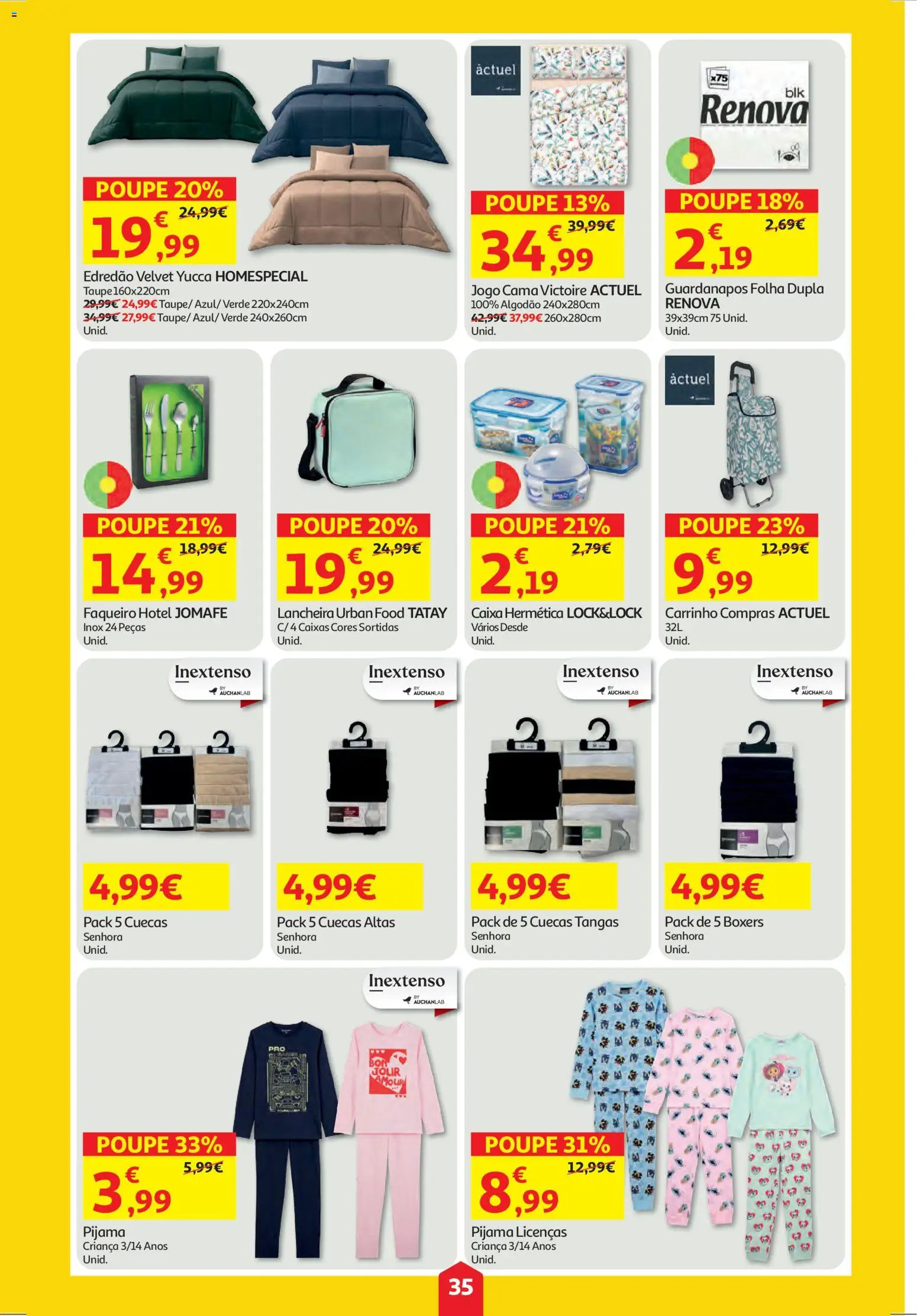 Auchan folheto │ válido de 22.01.2026 | Página: 35 | Produtos: Guardanapos, Cama, Caixa, Cuecas