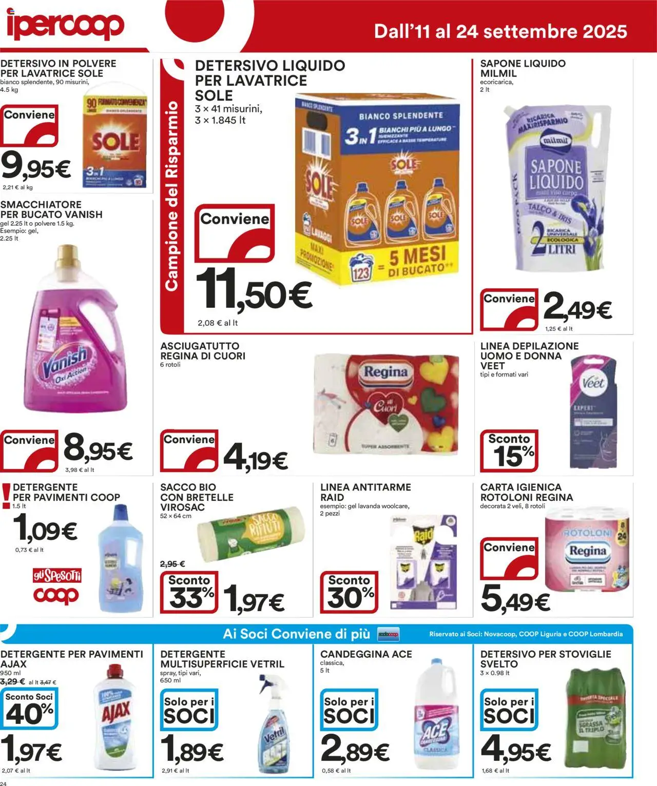 Volantino Ipercoop del 11.09.2025 | Pagina: 24 | Prodotti: Detersivo in polvere, Smacchiatore, Talco, Lavanda