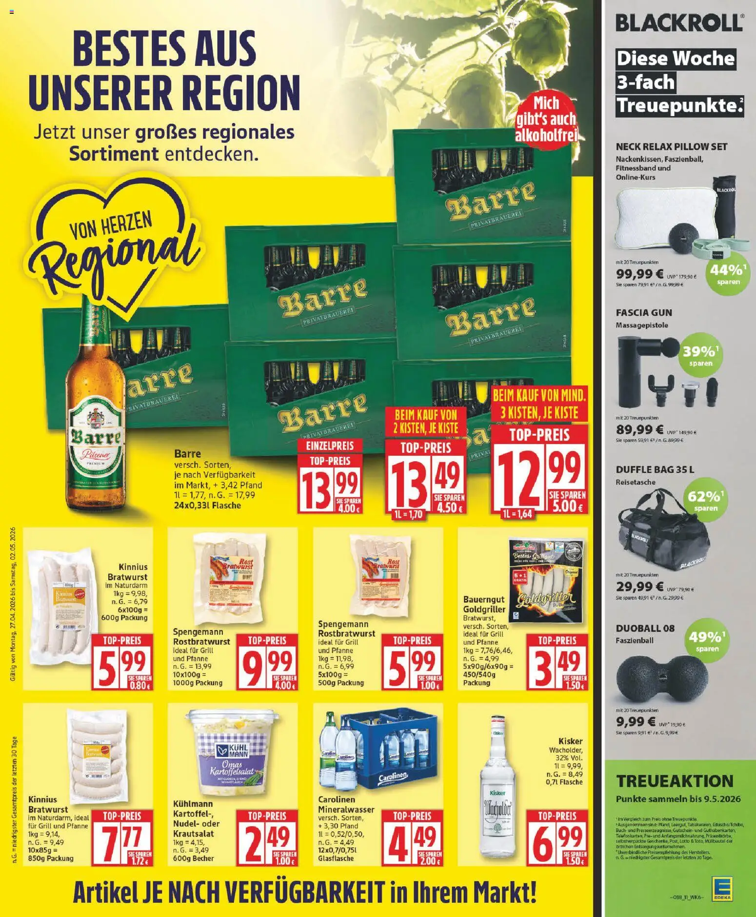 Elli Markt Prospekt – gültig ab 27.04.2026 | Seite: 11 | Produkte: Bratwurst, Mineralwasser, Massagepistole, Bauerngut