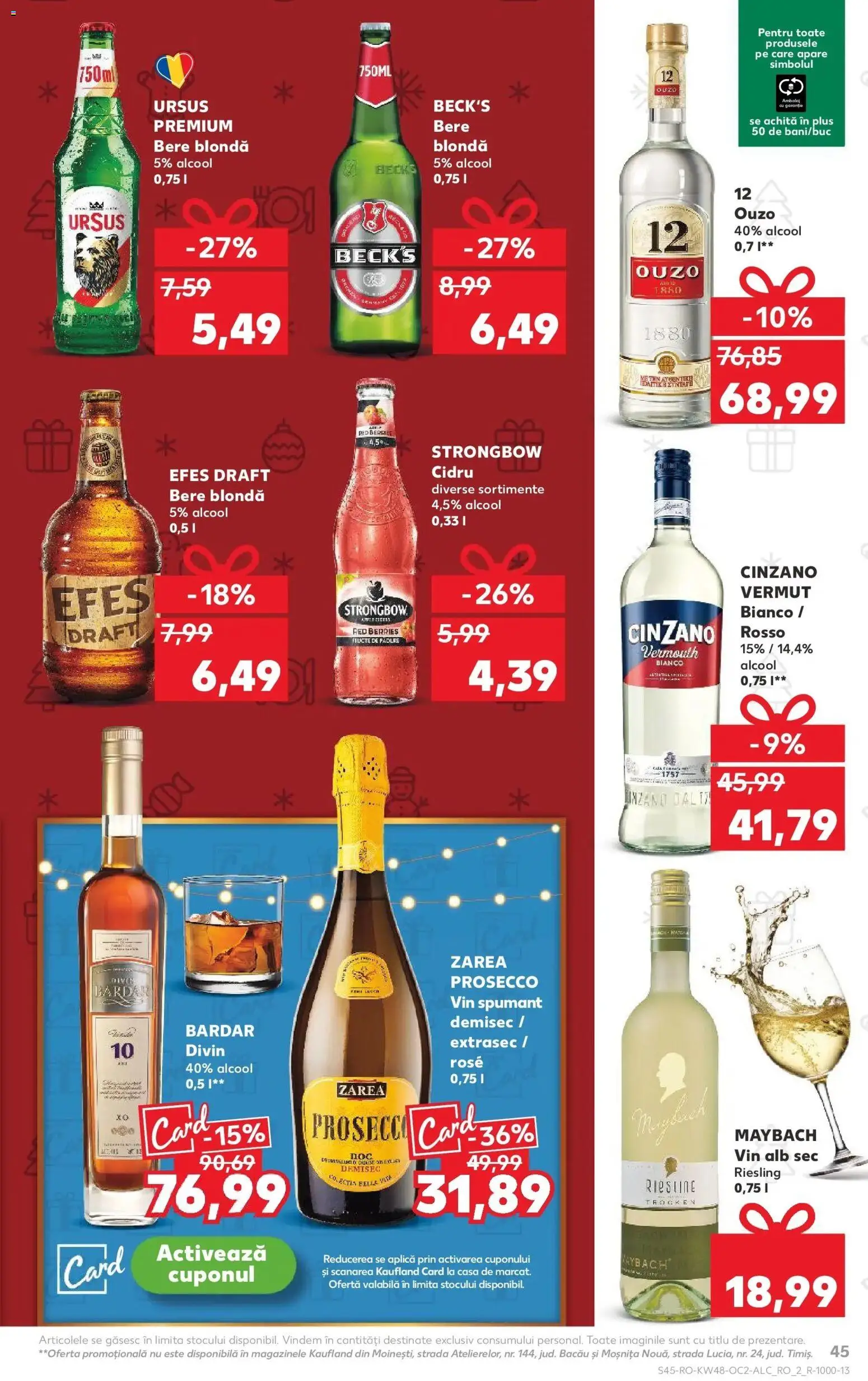 Noul catalog Kaufland – valabil de la 26.11.2025 | Pagină: 45 | Produse: Prosecco, Vin, Bere