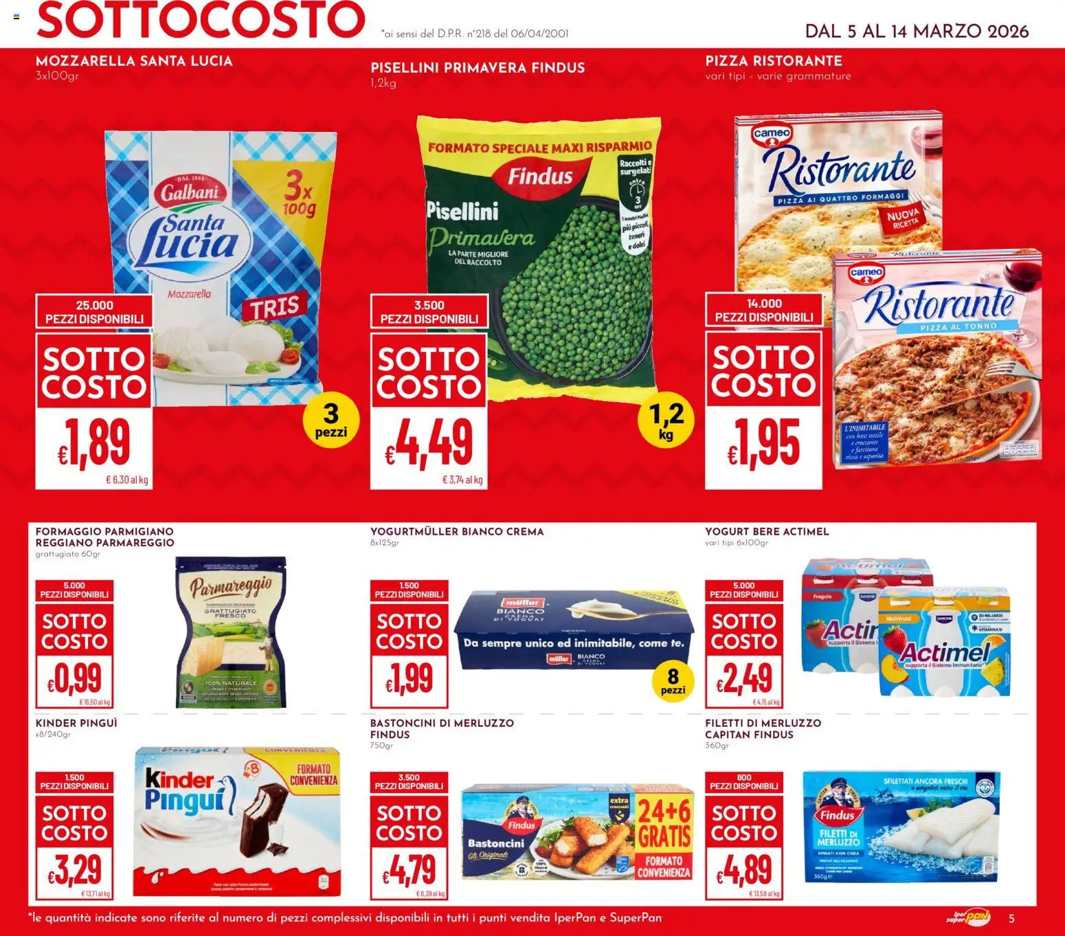 Volantino Pan del 05.03.2026 | Pagina: 5 | Prodotti: Yogurt, Merluzzo, Formaggio, Tonno