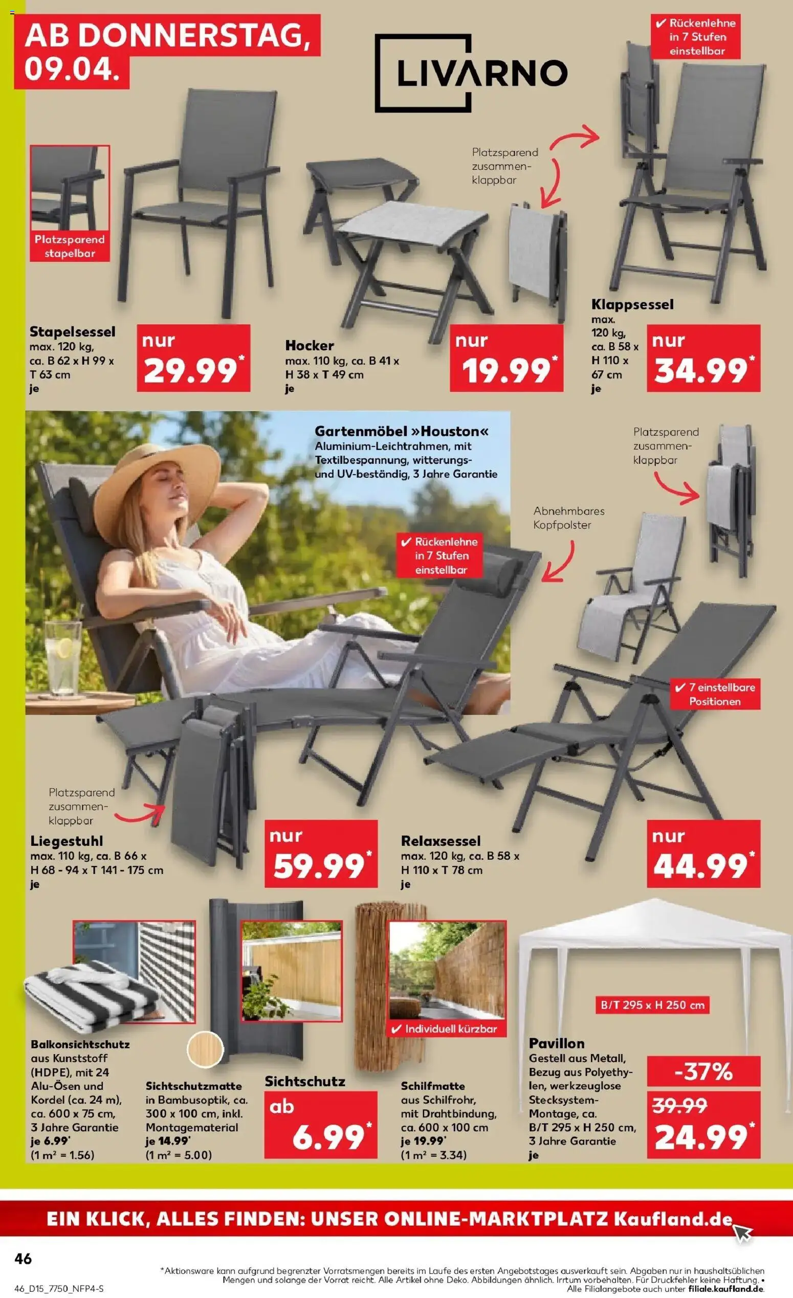 Kaufland Prospekt Offenburg	 – gültig ab 07.04.2026 | Seite: 58 | Produkte: Hocker, Liegestuhl, Gartenmöbel, Kopfpolster