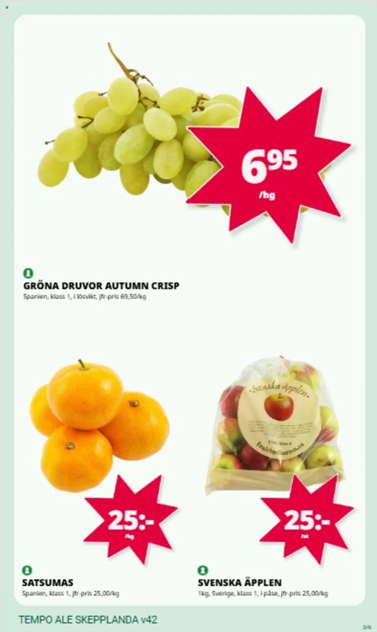 Tempo reklamblad aktuell från 13.10.2025 | Sida: 3 | Produkter: Äpplen