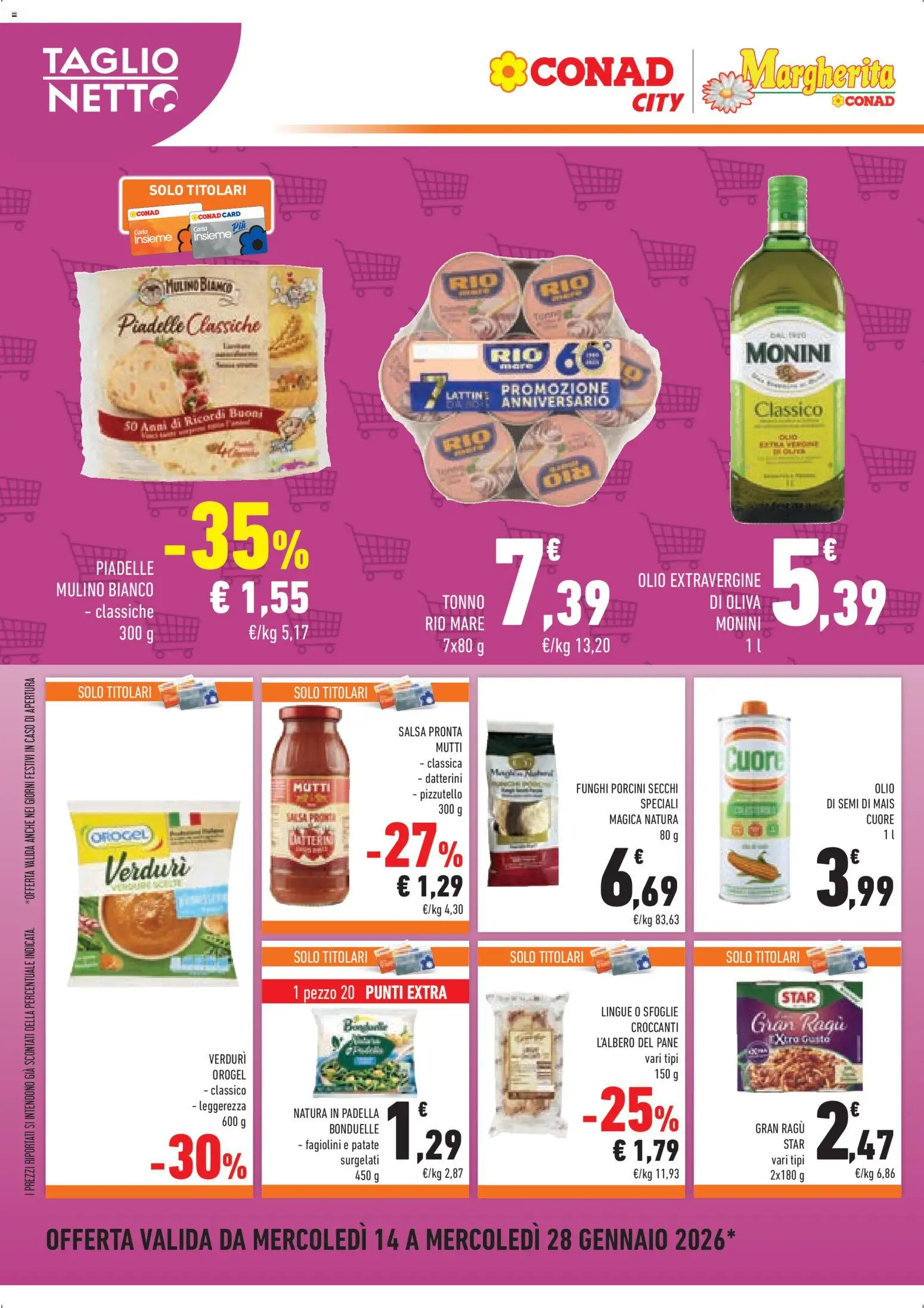 Volantino Conad del 14.01.2026 | Pagina: 4 | Prodotti: Olio, Crackers, Mutti, Padella