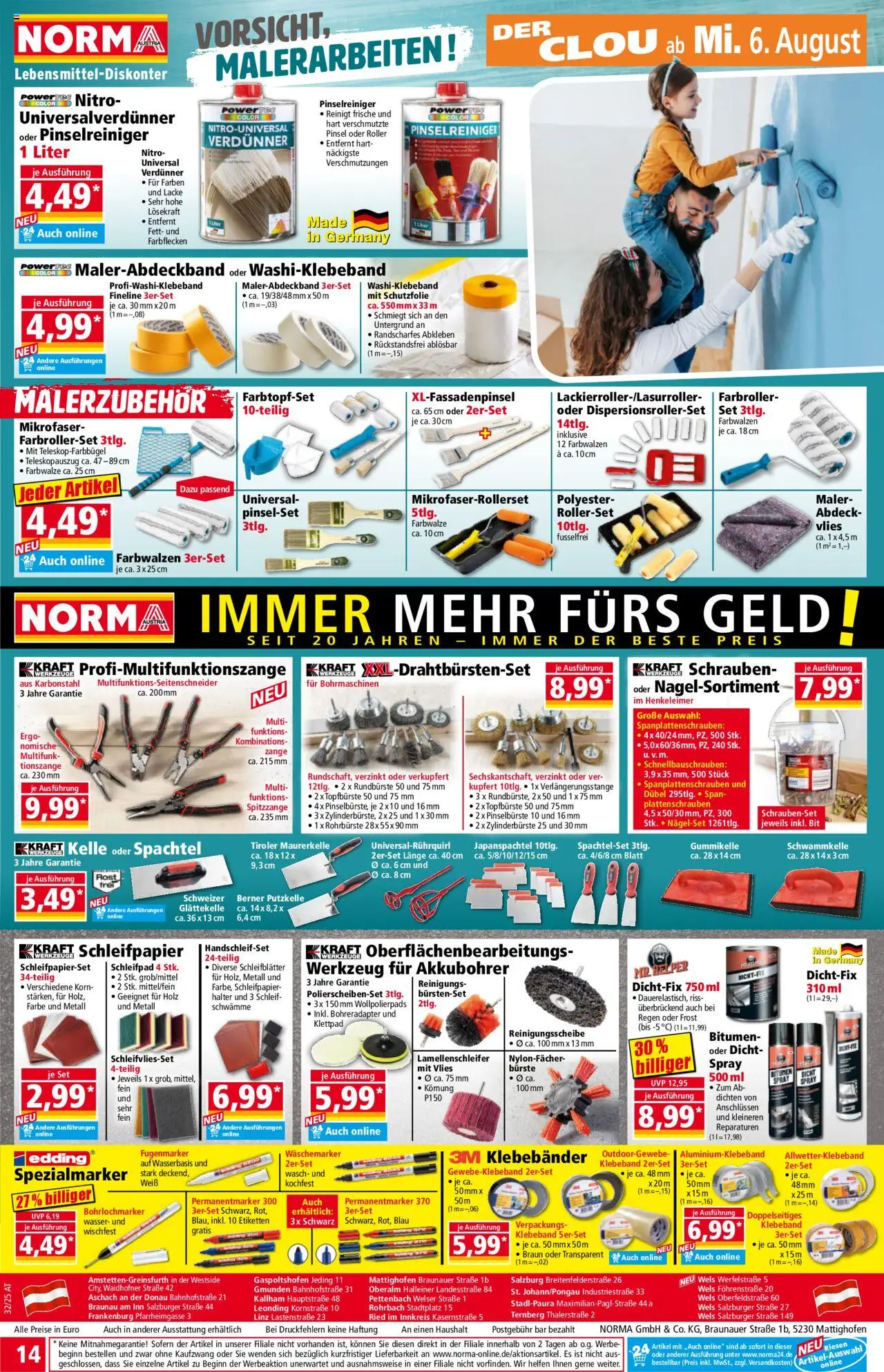 Norma Flugblatt gültig ab 04.08.2025 | Seite: 14 | Produkte: Wasser, Pinsel, Bürste