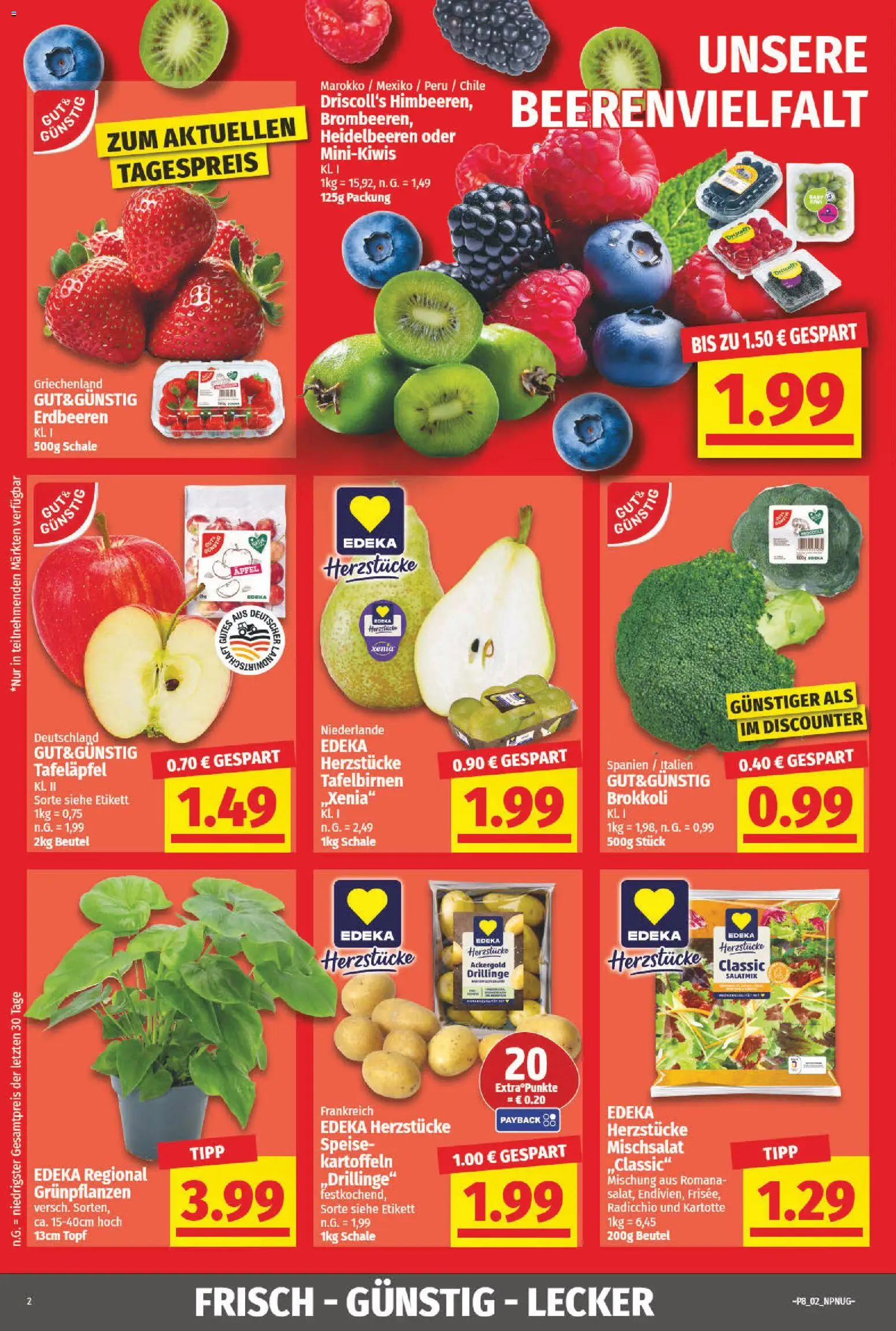 NP Discount Prospekt 	 – gültig ab 16.02.2026 | Seite: 2 | Produkte: Äpfel, Heidelbeeren, Kartoffeln, Erdbeeren