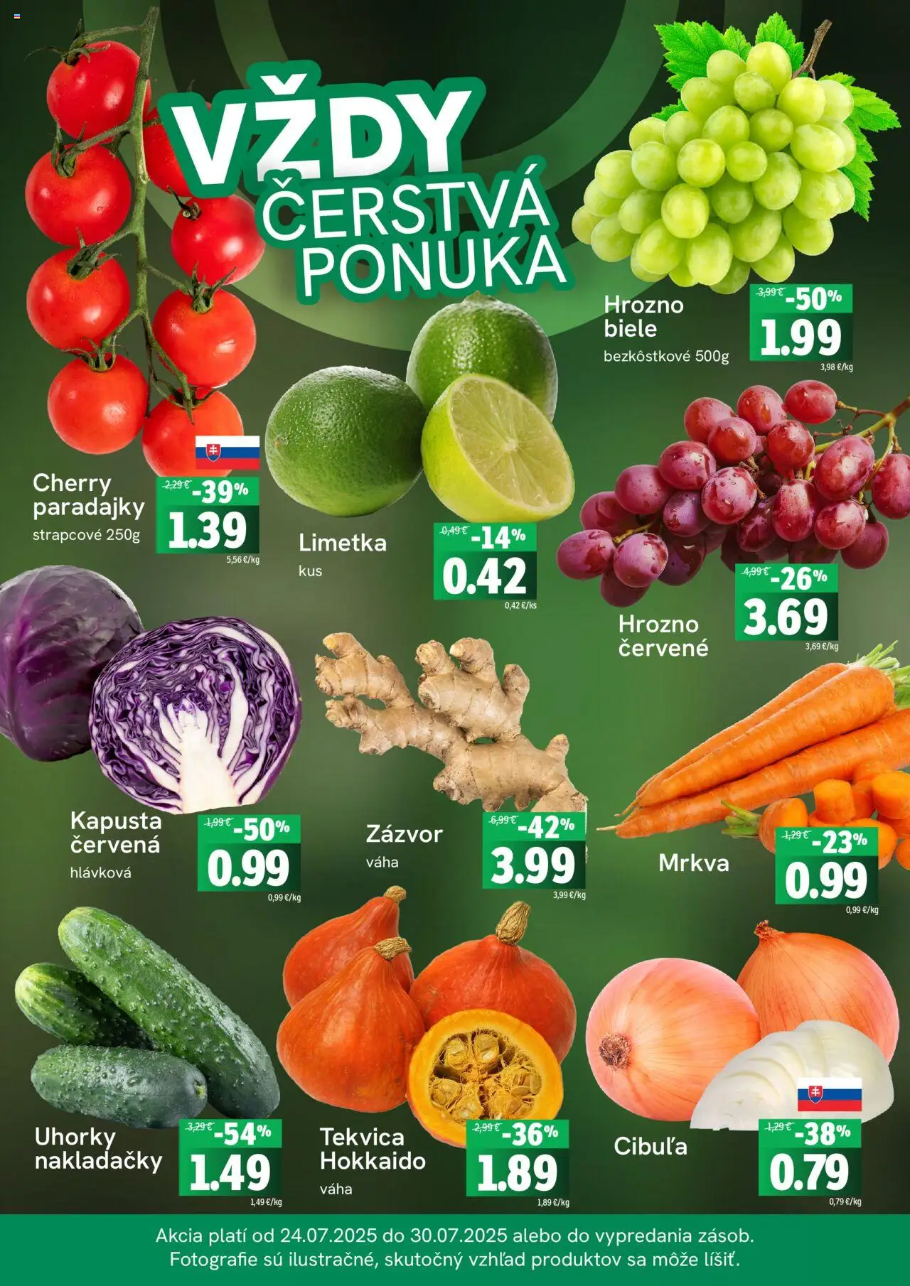 Fresh Leták │ platný od 24.07.2025 | Strana: 3 | Produkty: Zázvor, Paradajky, Mrkva, Uhorky