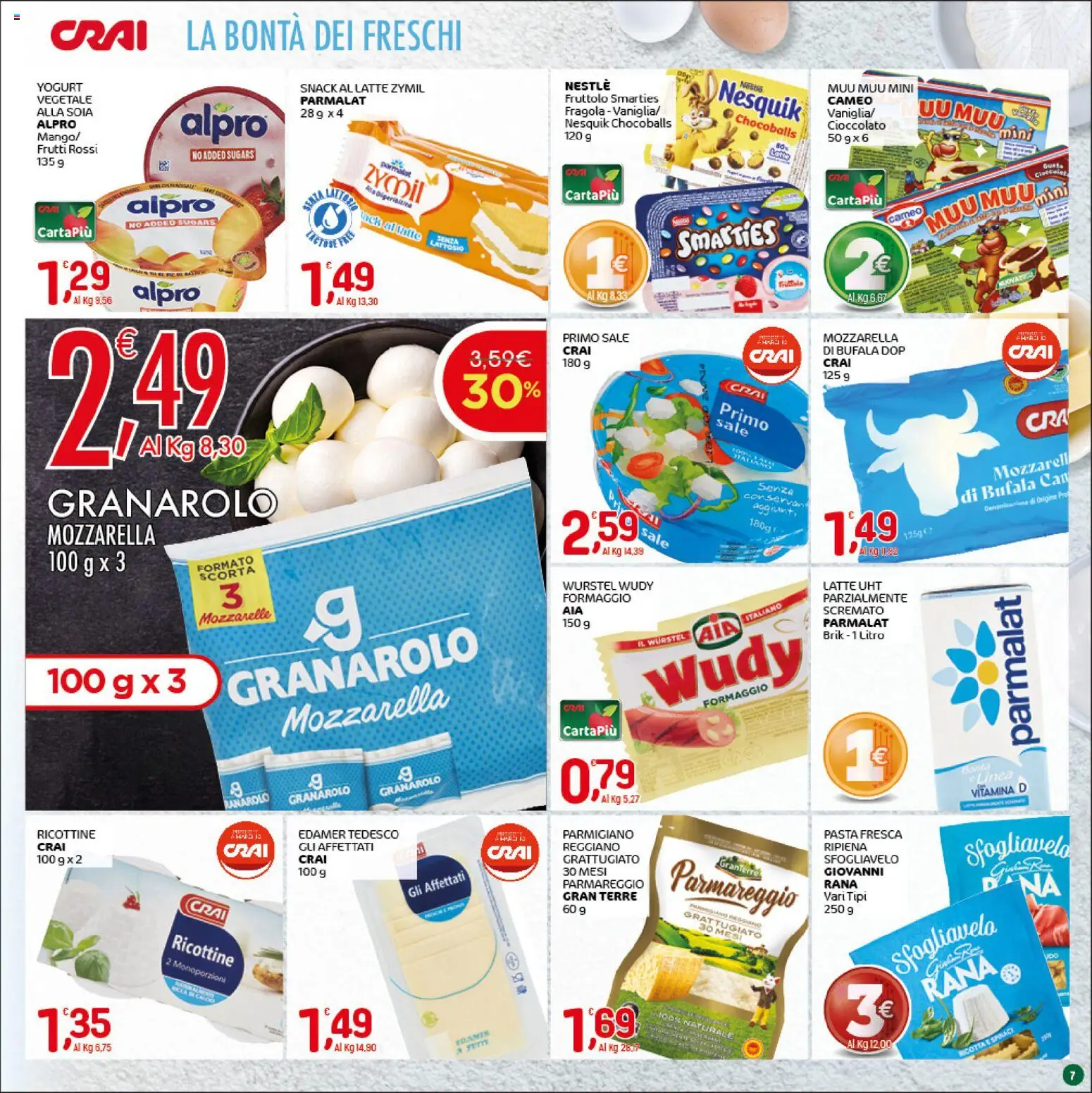 Volantino CRAI del 30.04.2026 | Pagina: 7 | Prodotti: Yogurt, Sale, Wurstel, Parmigiano