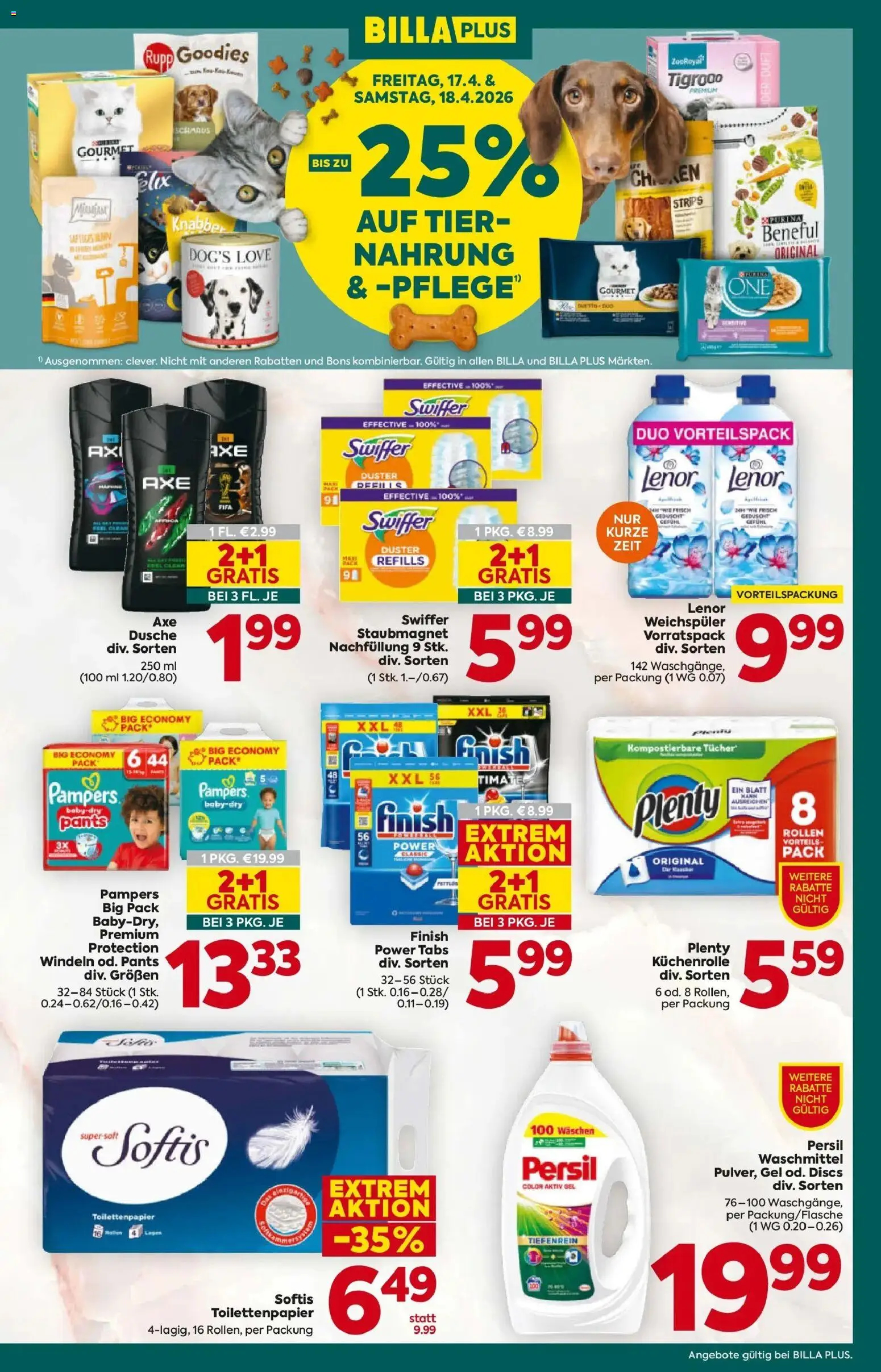 Billa Plus Flugblatt - Oberösterreich gültig ab 16.04.2026 | Seite: 15 | Produkte: Dusche, Pampers, Weichspüler, Waschmittel
