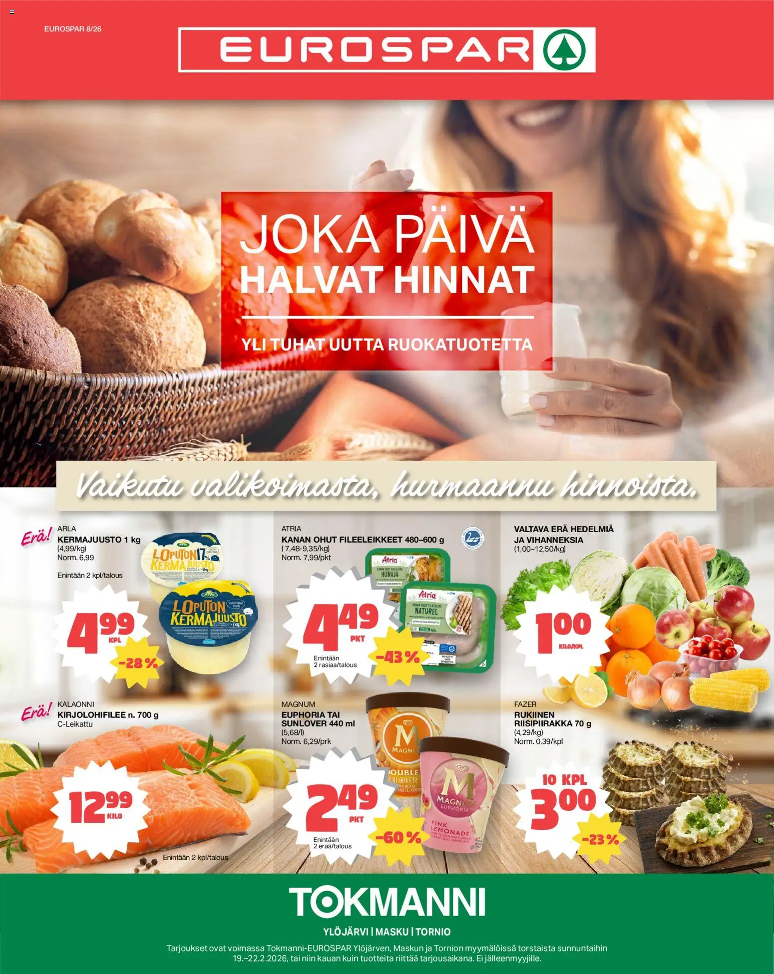 Tokmanni - EUROSPAR – voimassa 19.12.2026 alkaen | Sivu: 1 | Tuotteet: Kermajuusto, Hunaja