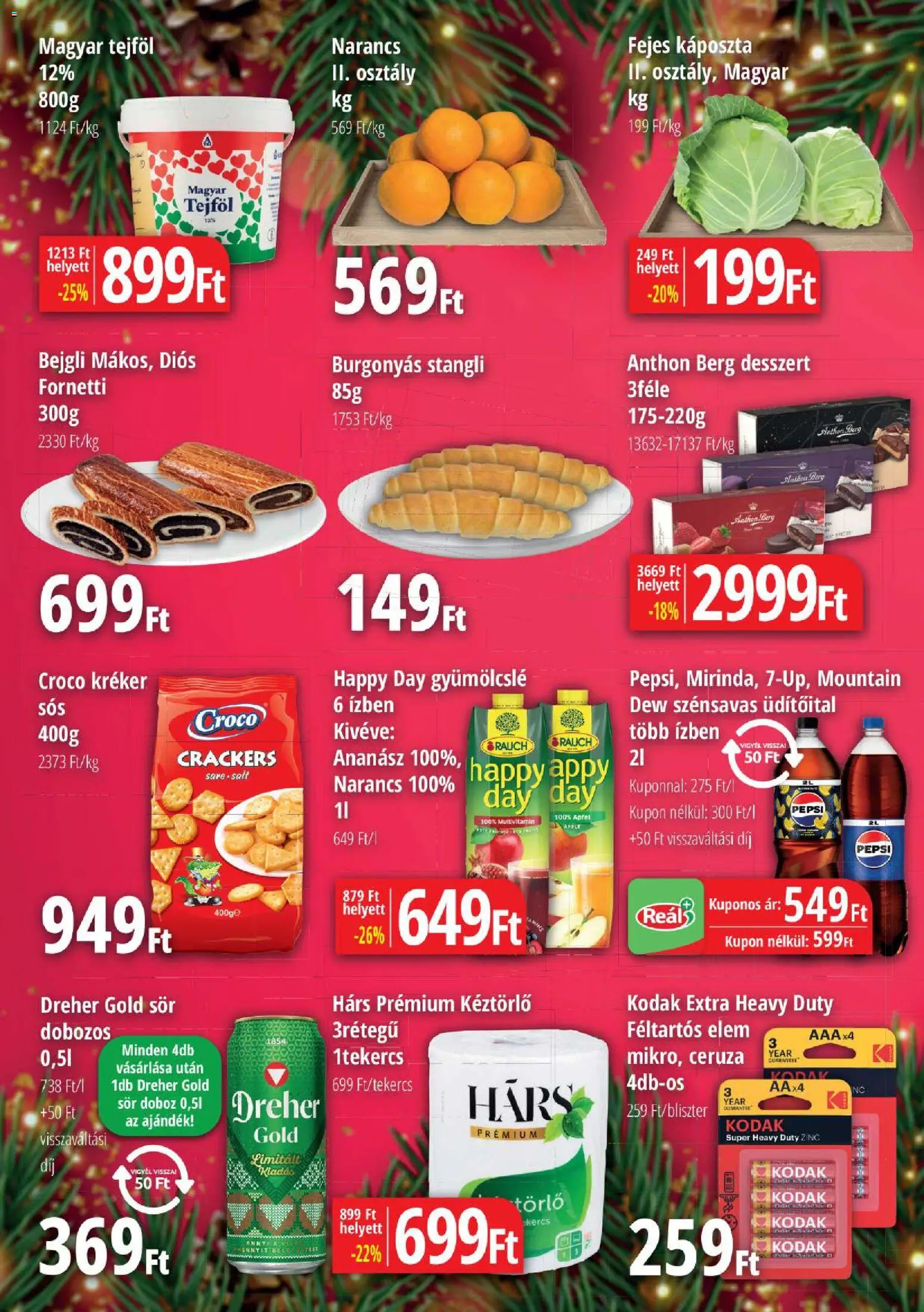 Reál akciós ujság - amely érvényes a következő dátumtól: 18.12.2025 | Oldal: 2 | Termékek: Káposzta, Kréker, Narancs, Multivitamin