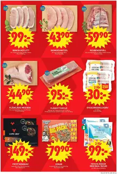 FRYSTA RÄKOR MED SKAL 90/120, ICA. 500 g. Jfr pris 99:00/kg. - Förhandsvisning av reklamblad från butik ICA Maxi aktuell från 02.02.2026 | Sida: 2 | Produkter: Revbensspjäll, Fläskytterfilé, Räkor, Fläsk