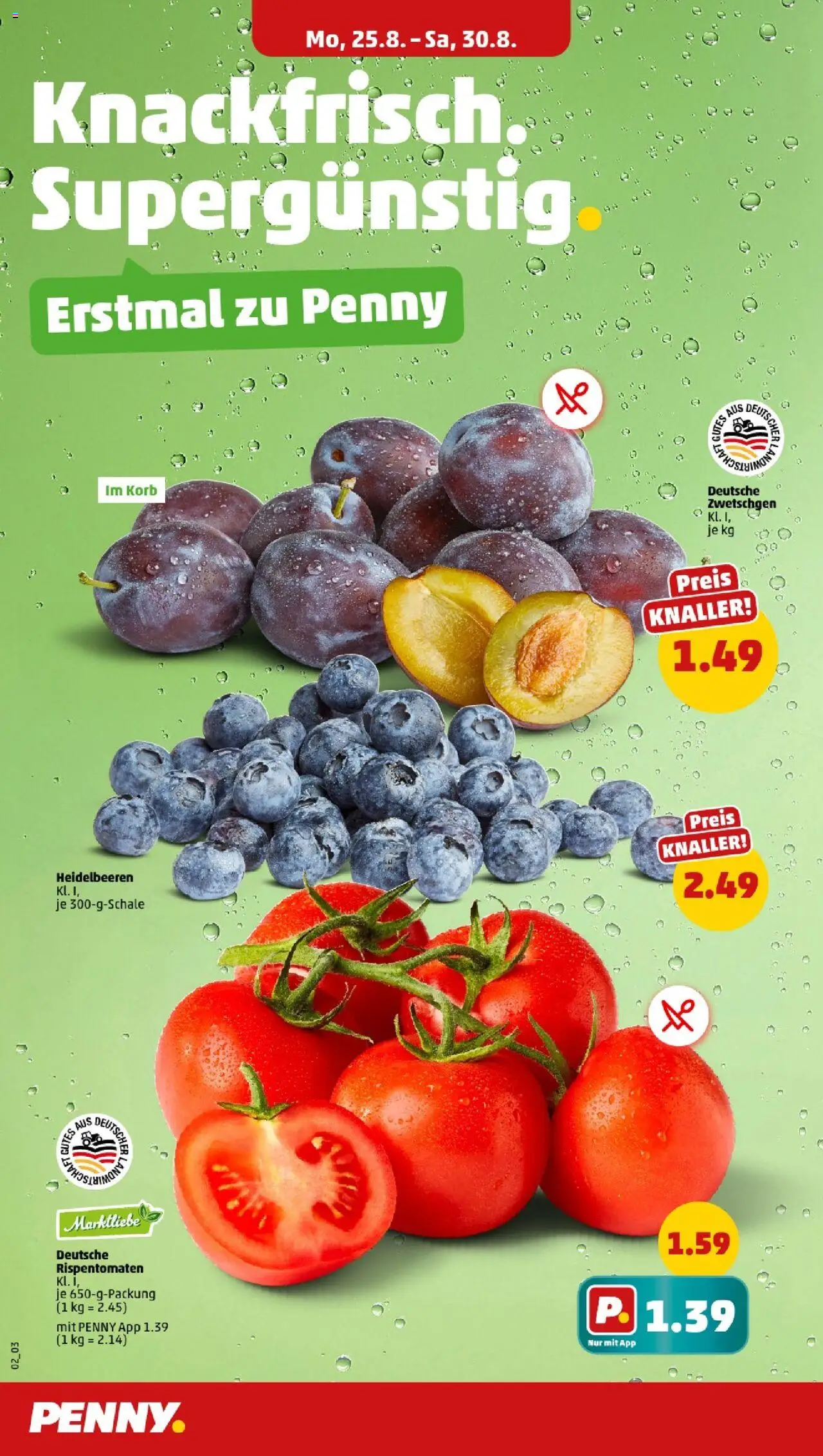 Penny - Hamburg - gültig ab dem 25.08.2025 | Seite: 2 | Produkte: Korb, Zwetschgen, Heidelbeeren