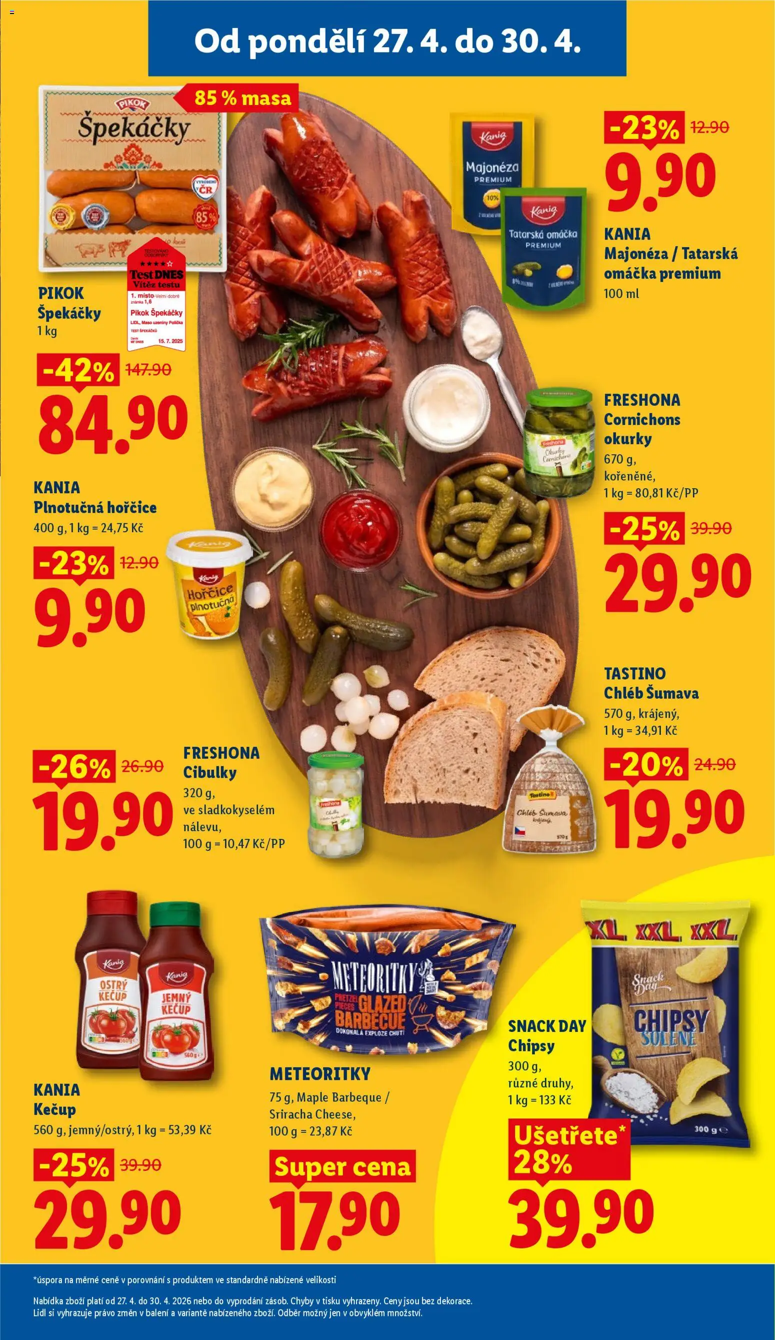 Lidl leták od 27.04.2026 | Strana: 15 | Produkty: Chléb, Špekáčky, Chipsy, Pikok