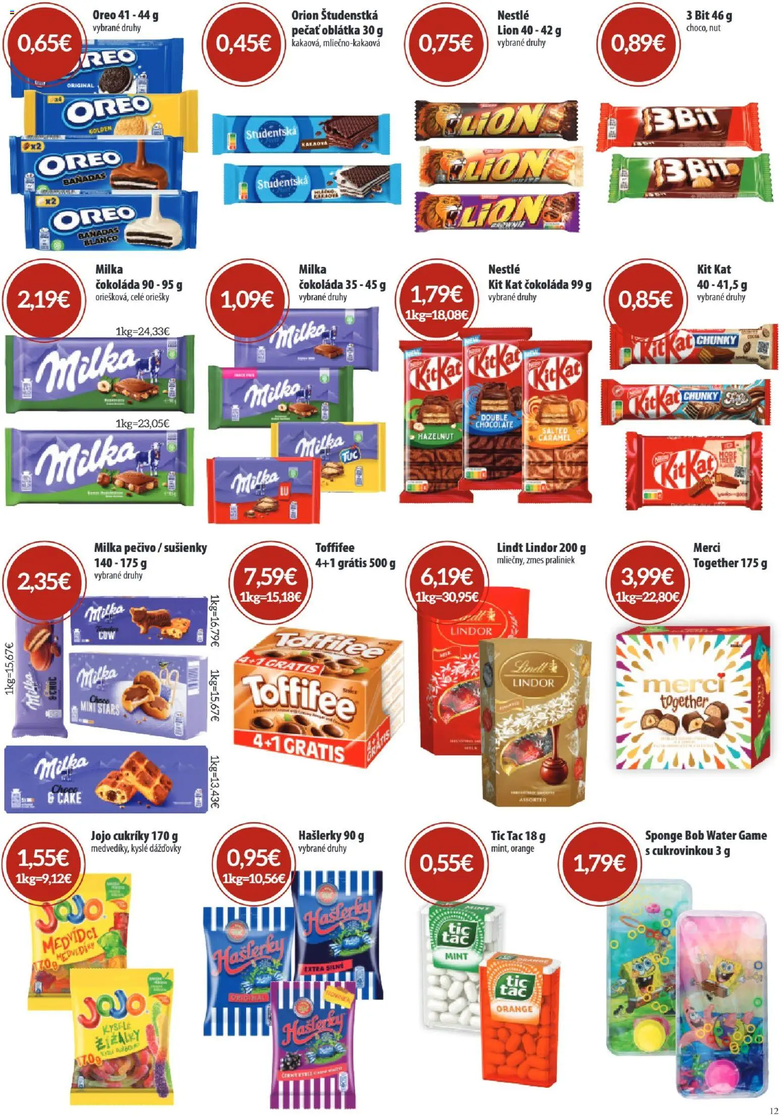 Nové Sintra akcie – leták je platný od 08.01.2026 | Strana: 12 | Produkty: Lindor, Lindt, Toffifee, Milka