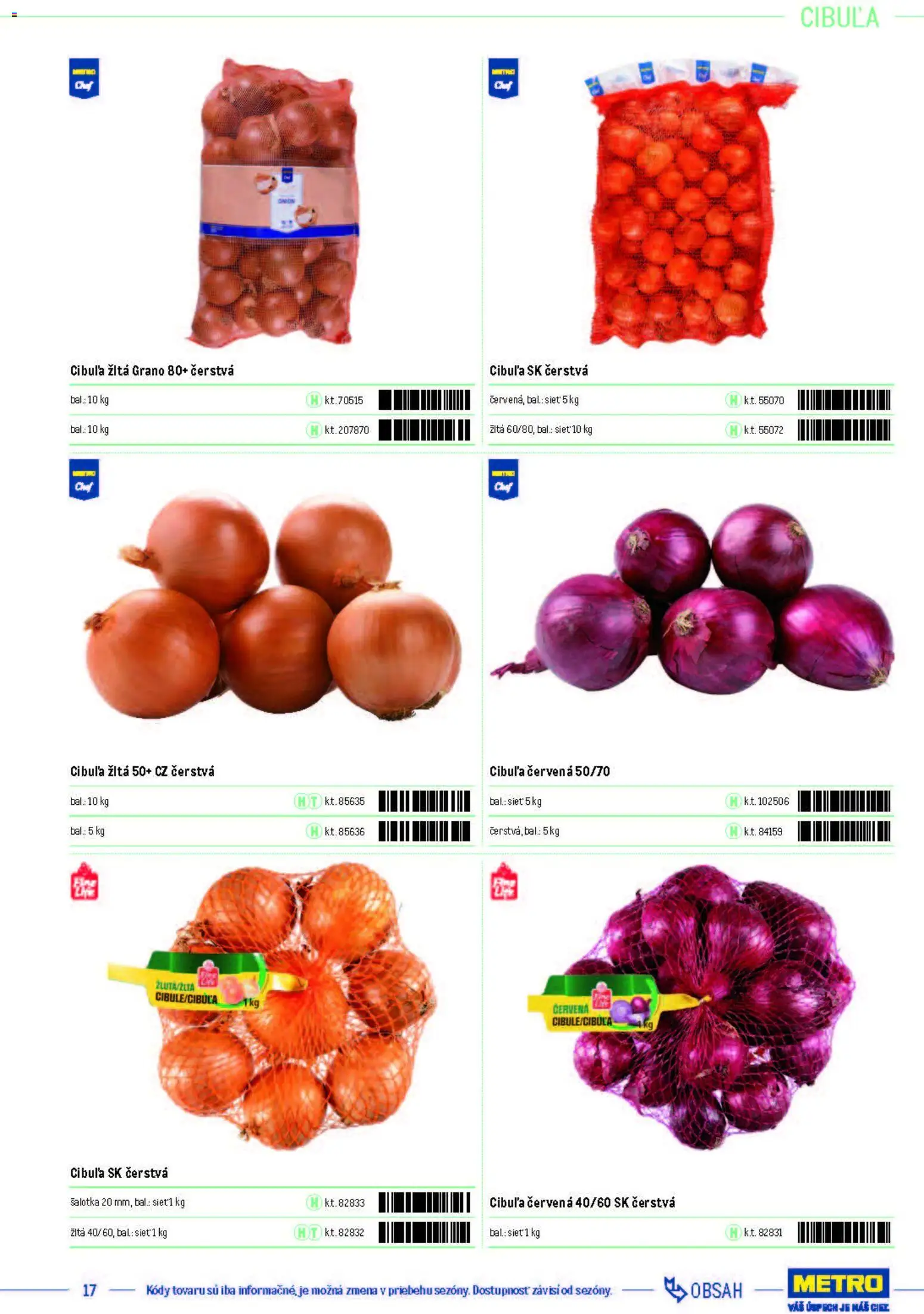 Nové Metro akcie – leták je platný od 05.12.2025 | Strana: 17 | Produkty: Cibuľa