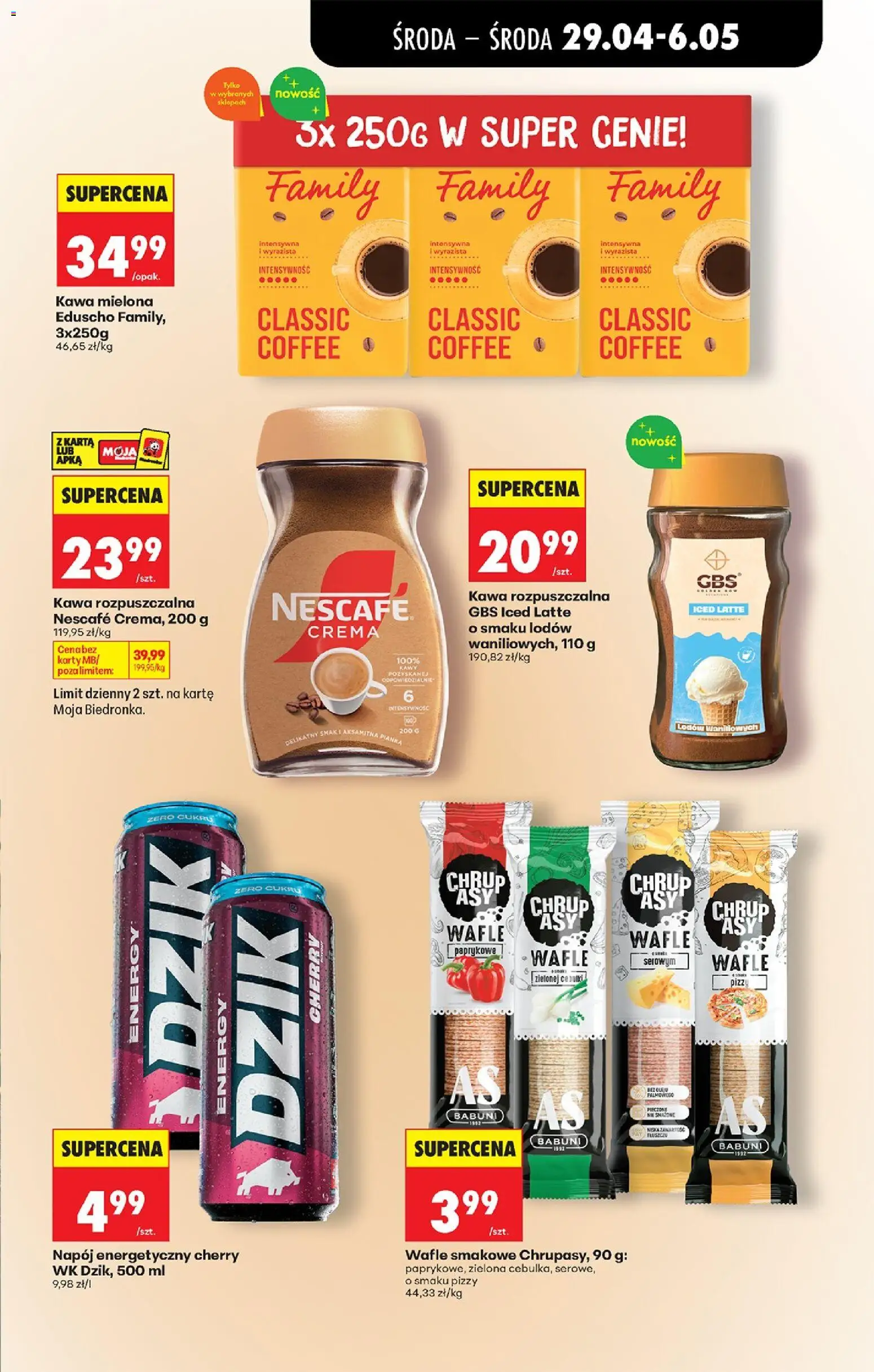 Biedronka Polsko leták - Codziennie niskie ceny od 29.04.2026 | Strana: 65 | Produkty: Nescafé, Crema, Cukr, Karty