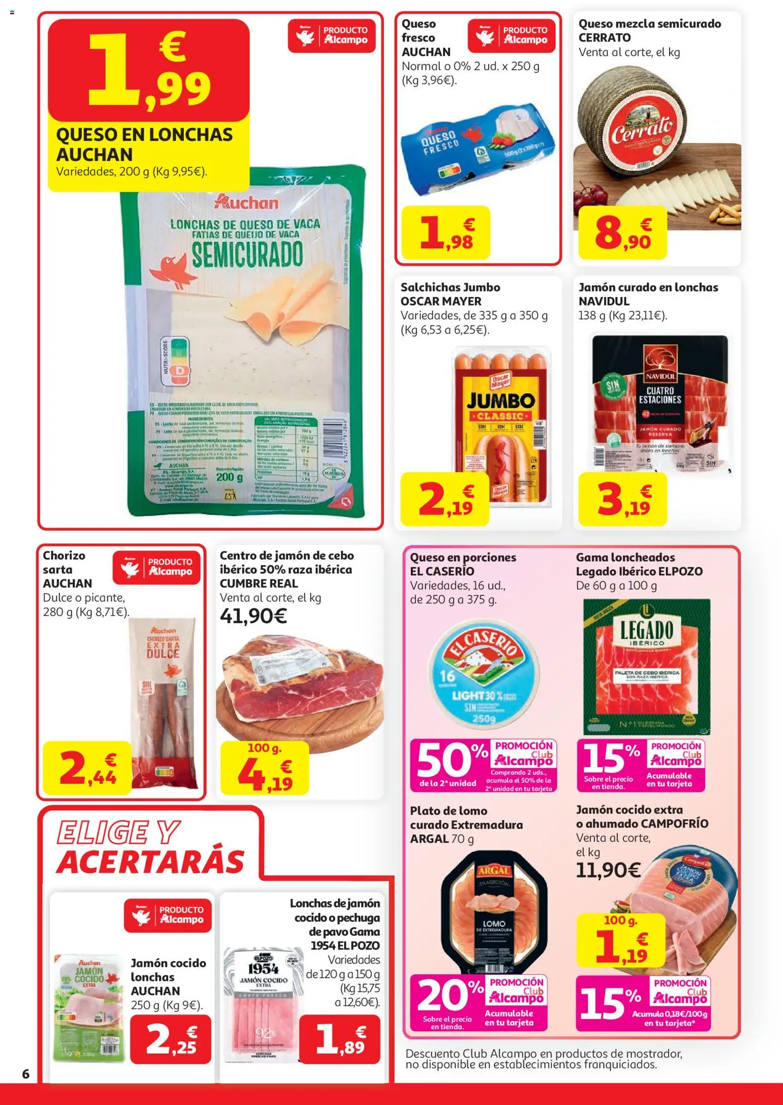 Alcampo Superstore Cat │ válido desde el 07.04.2026 | Página: 6 | Productos: Queso, Jamón, Jamón cocido, Queso fresco