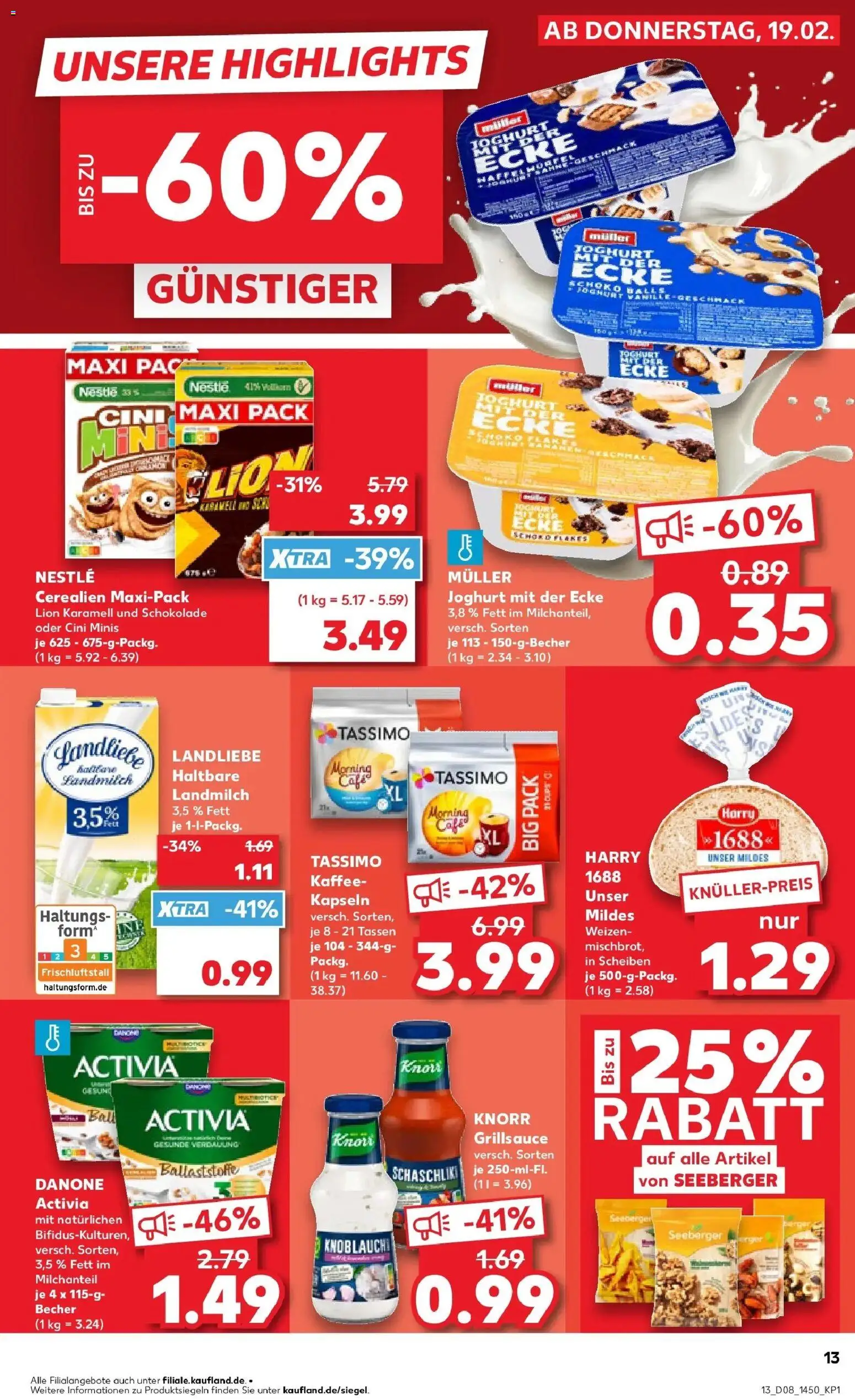 Kaufland prospekt Hamburg	 – gültig ab 22.02.2026 | Seite: 13 | Produkte: Danone activia, Kaffee, Schokolade, Bananen