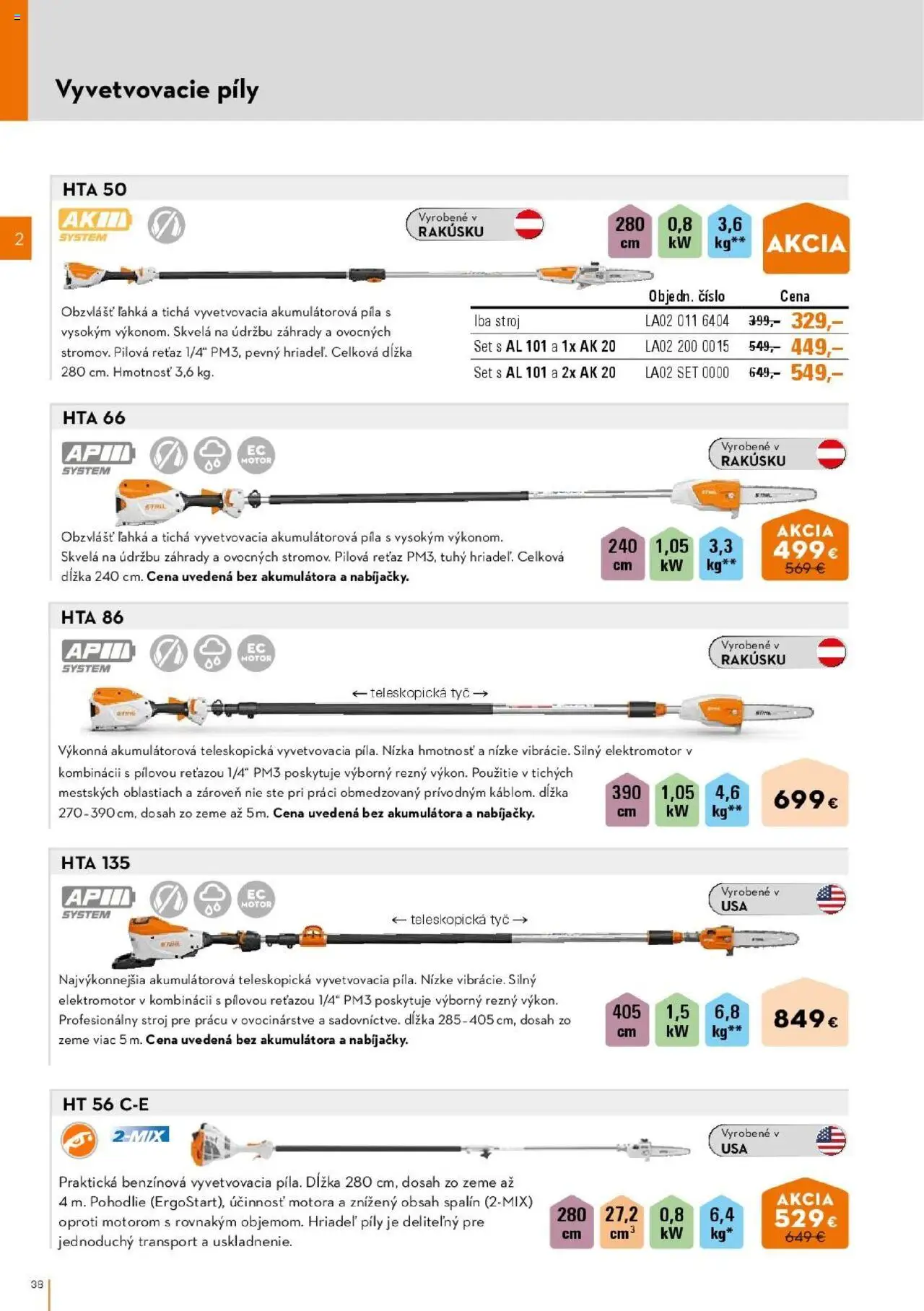 Nové STIHL akcie – leták je platný od 01.04.2025 | Strana: 38 | Produkty: Píla