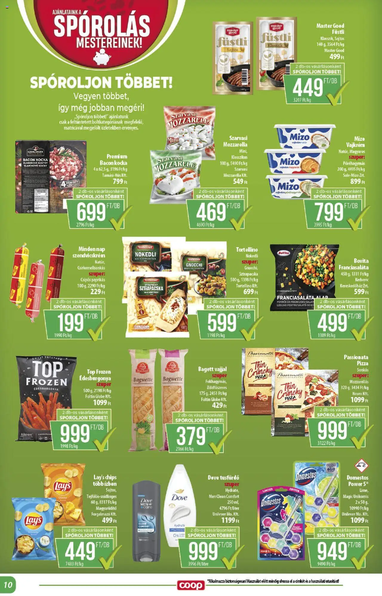 COOP akciós ujság - amely érvényes a következő dátumtól: 25.09.2025 | Oldal: 10 | Termékek: Bacon, Pizza, Gnocchi, Vajkrém