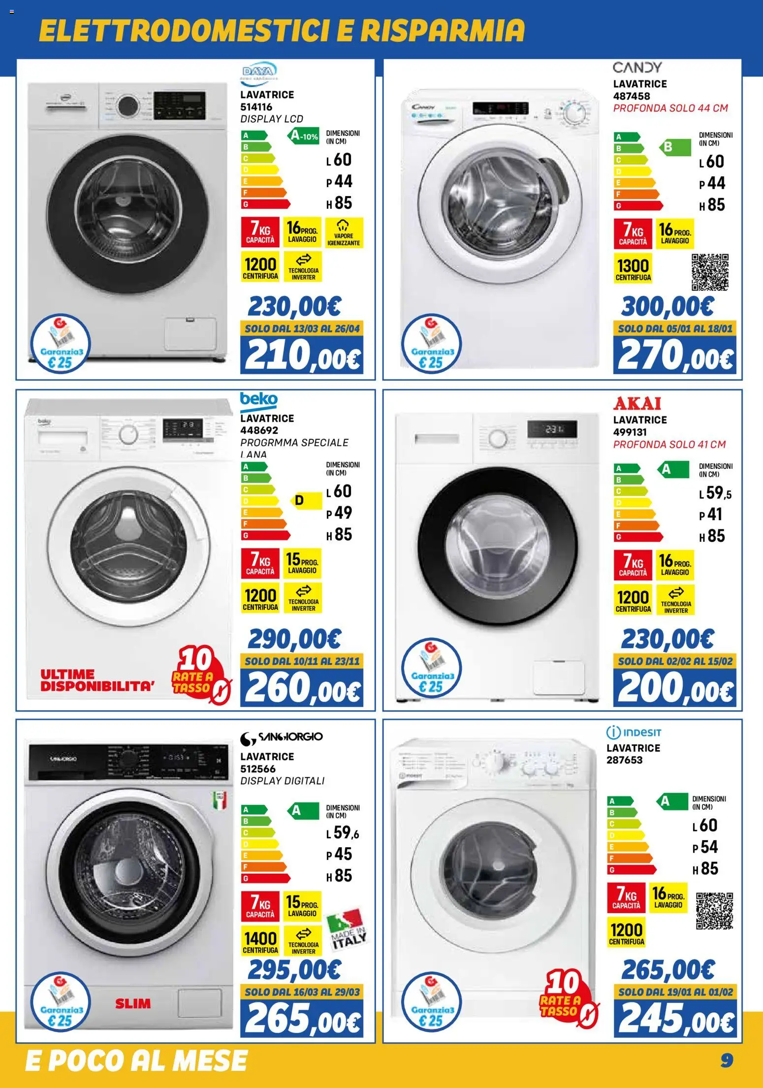 Volantino Orizzonte del 01.11.2025 | Pagina: 9 | Prodotti: Centrifuga, Lavatrice