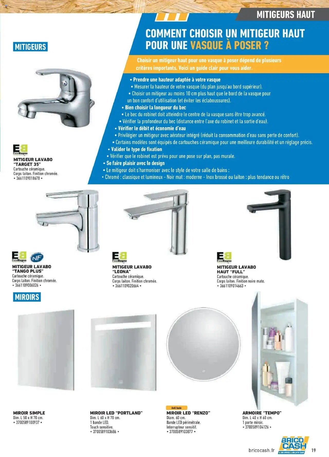 {H1} | Page: 19 | Produits: Interrupteur, Porte, Lavabo, Cartouche