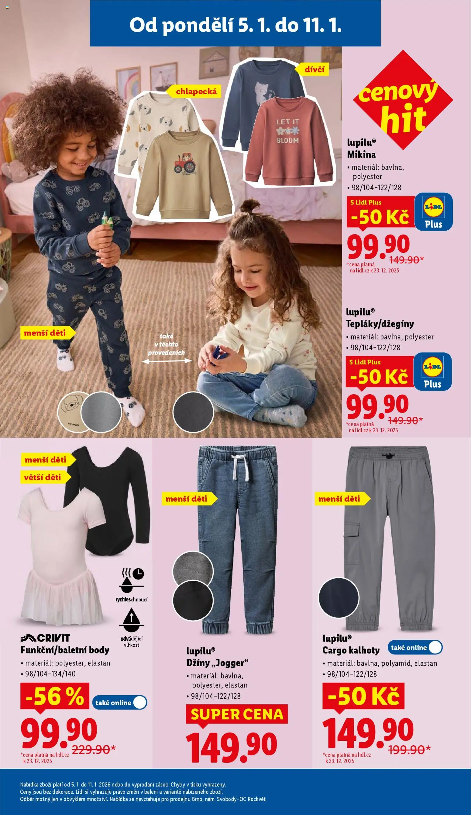 Lidl leták - Spotřební zboží od 05.01.2026 | Strana: 11 | Produkty: Mikina, Džíny, Pants, Body