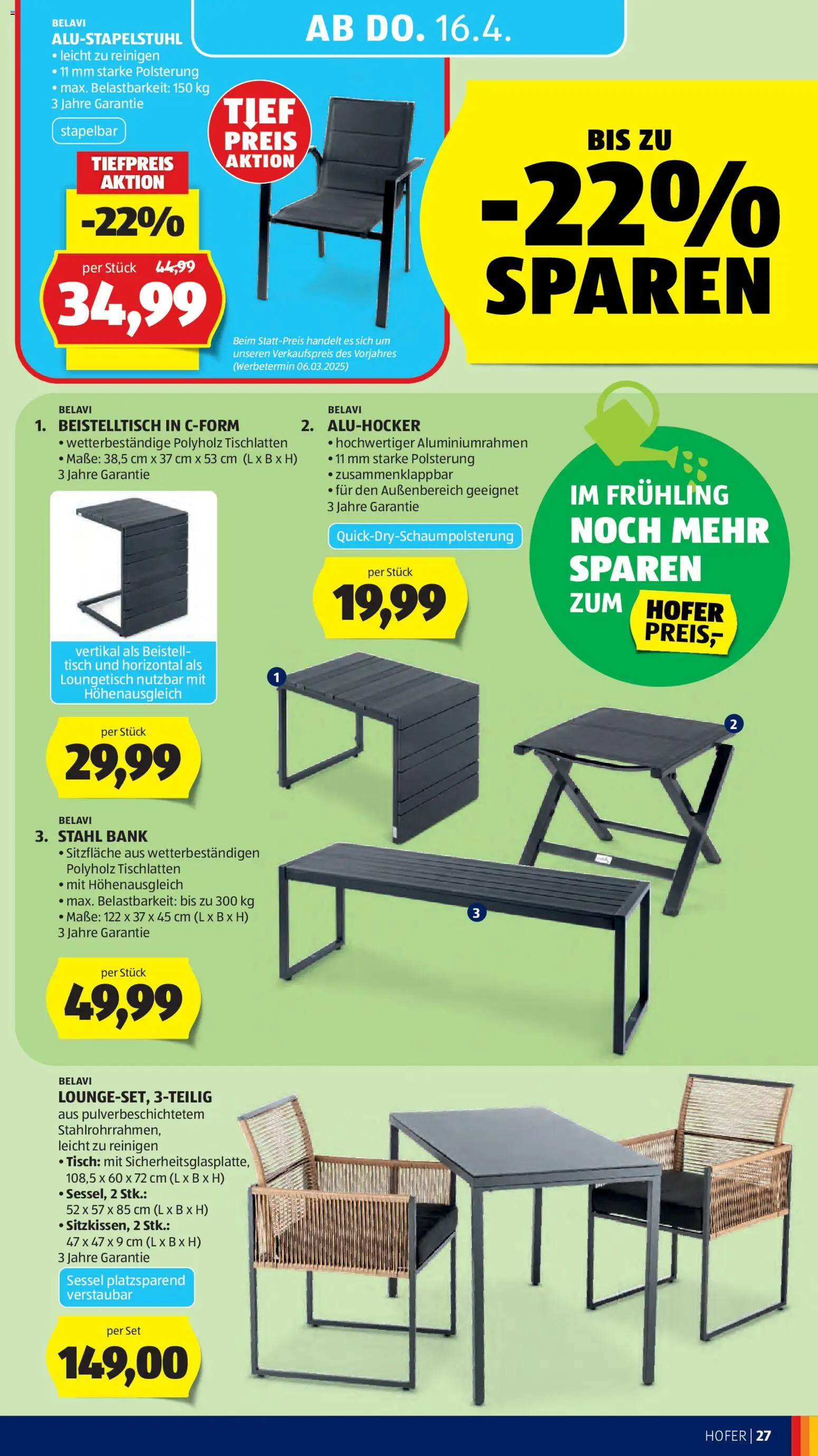 Hofer Flugblatt gültig ab 08.04.2026 | Seite: 31 | Produkte: Sessel, Tisch