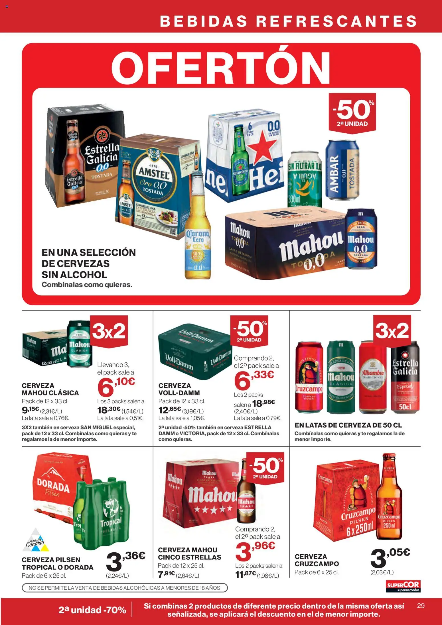 Supercor Canarias │ válido desde el 07.01.2026 | Página: 29 | Productos: Cerveza, Té, Σπανάκι