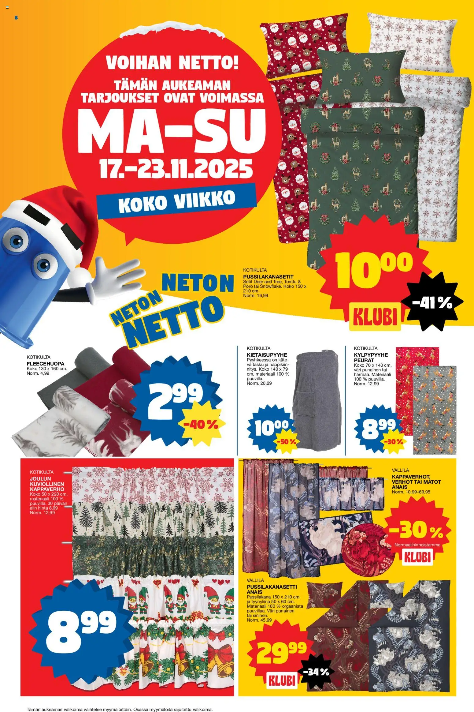 Tokmanni - Black Friday – voimassa 17.11.2025 alkaen | Sivu: 8 | Tuotteet: Pussilakanasetti, Matot, Tyynyliina