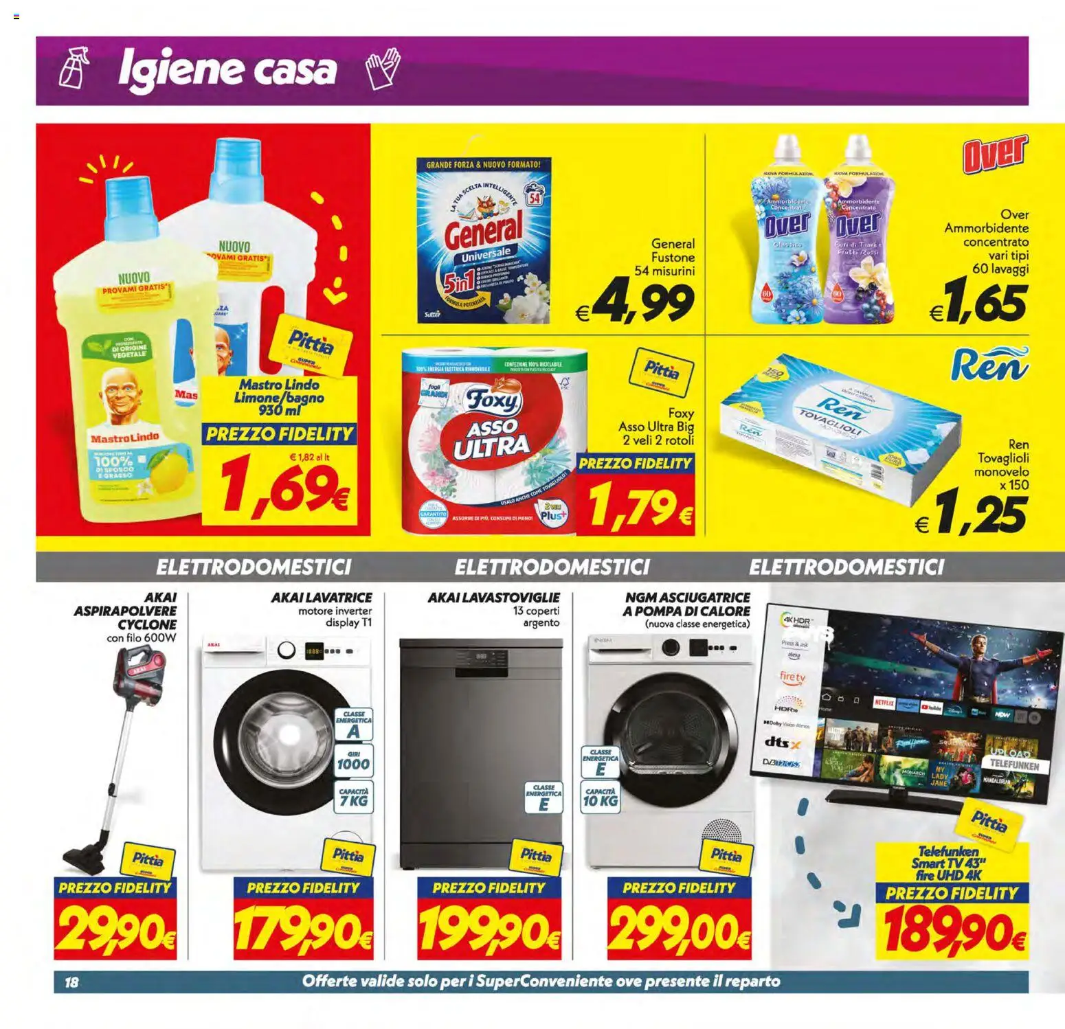 Volantino SuperConveniente del 05.01.2026 | Pagina: 18 | Prodotti: Lavatrice, Asciugatrice, TV, Aspirapolvere