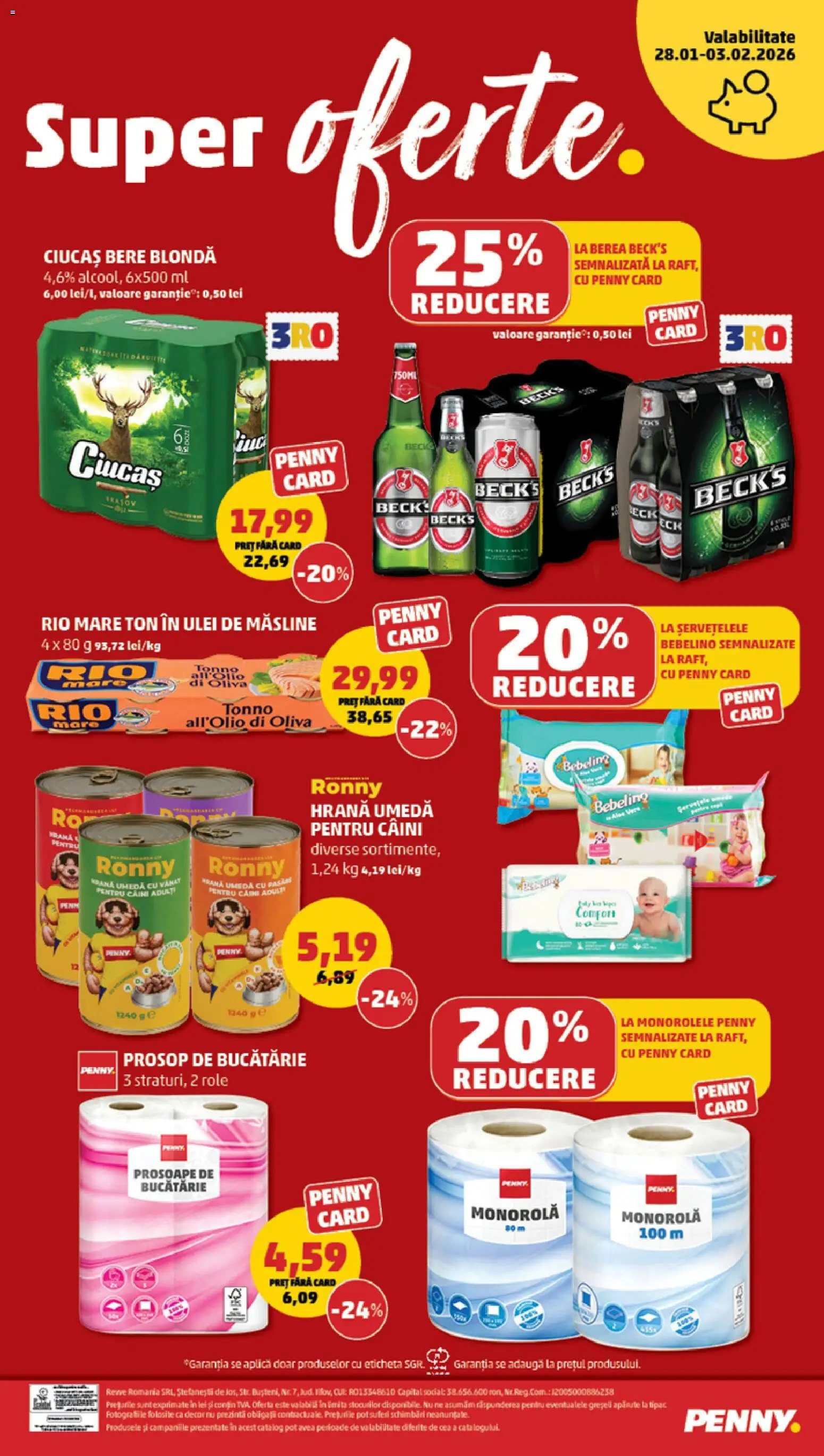 Noul catalog PENNY – valabil de la 28.01.2026 | Pagină: 24 | Produse: Prosoape de bucătărie, Role, Măsline, Bere