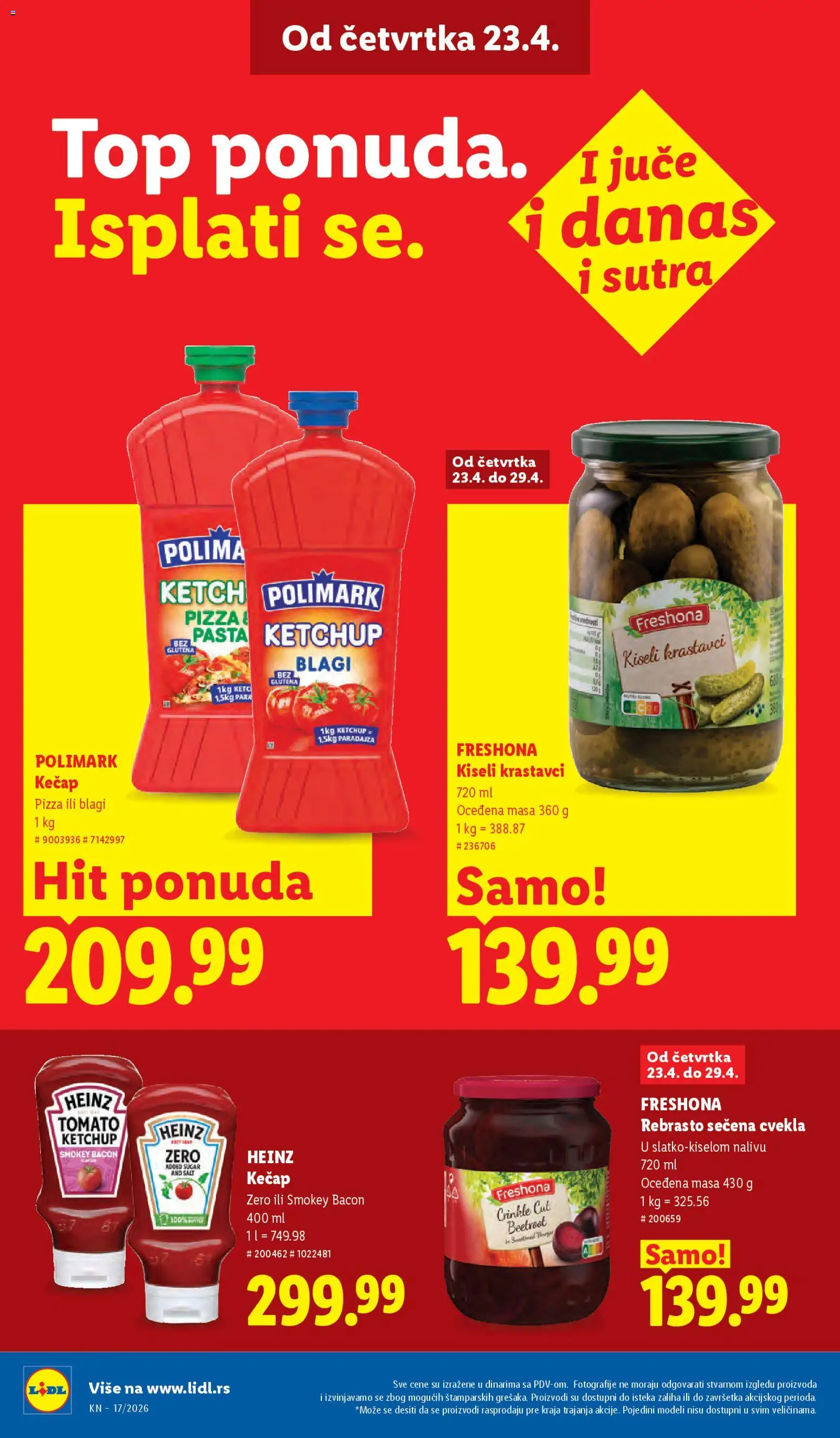 Lidl katalog - važi od 23.04.2026 | Strana: 28 | Proizvode: Kečap, Kiseli krastavci, Krastavci, Cvekla